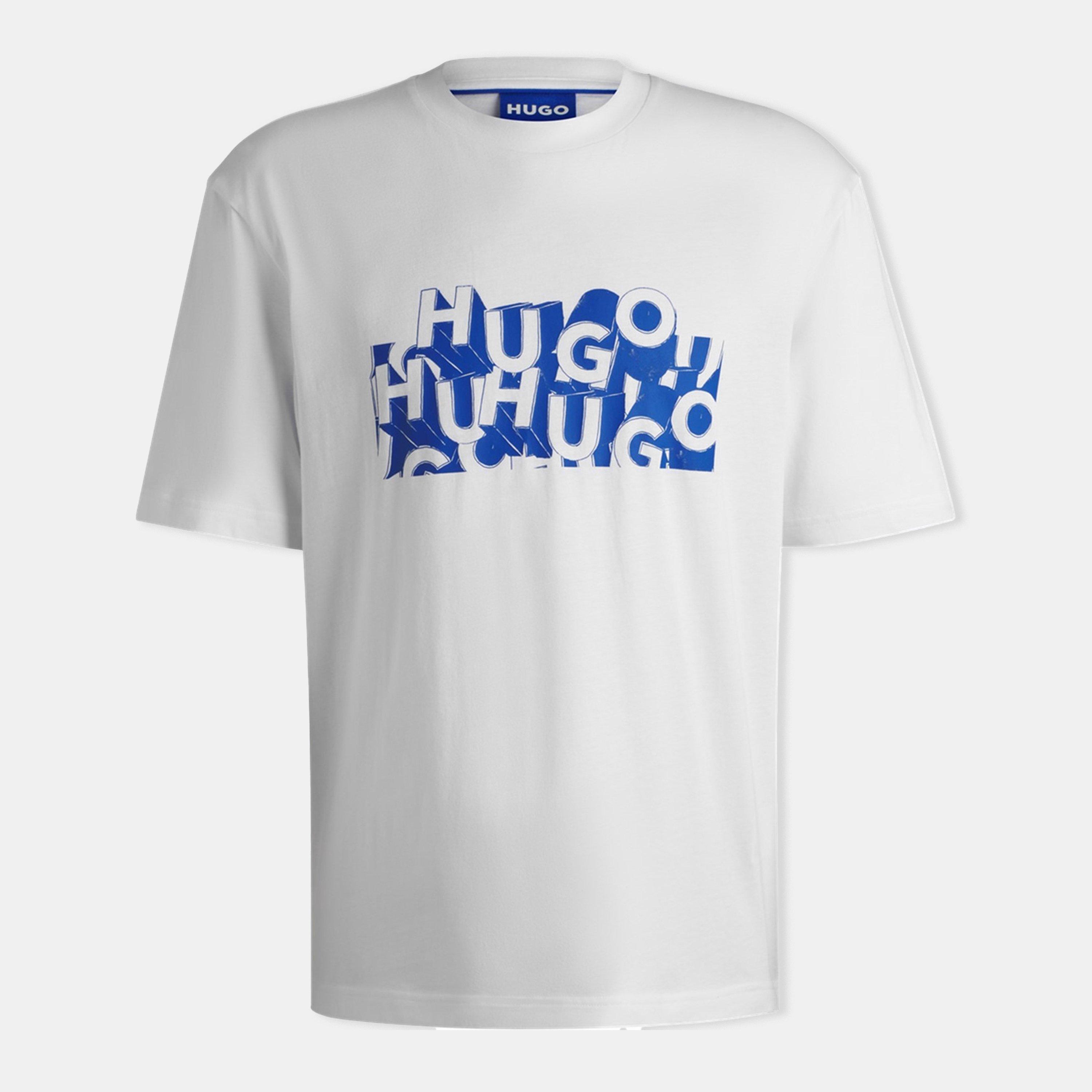 White 100 - Hugo - Men's Nafralo 01 Blue Cotton T-Shirt - 1