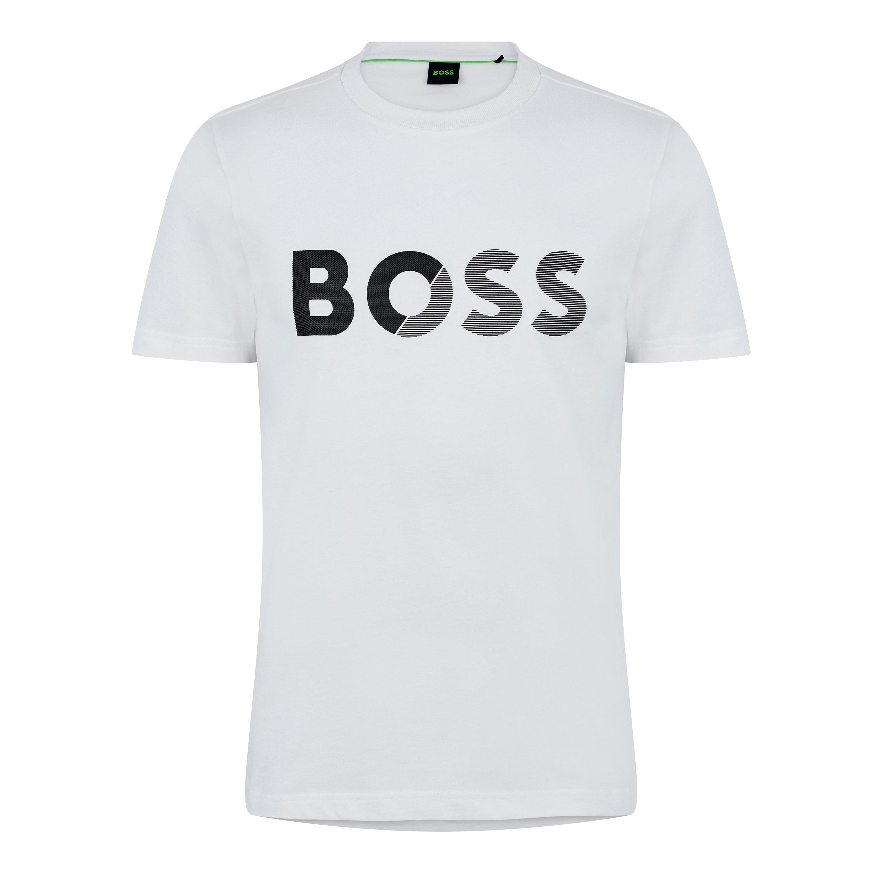 Boss Men's Tape Logo Cotton T-Shirt - White 100 - L