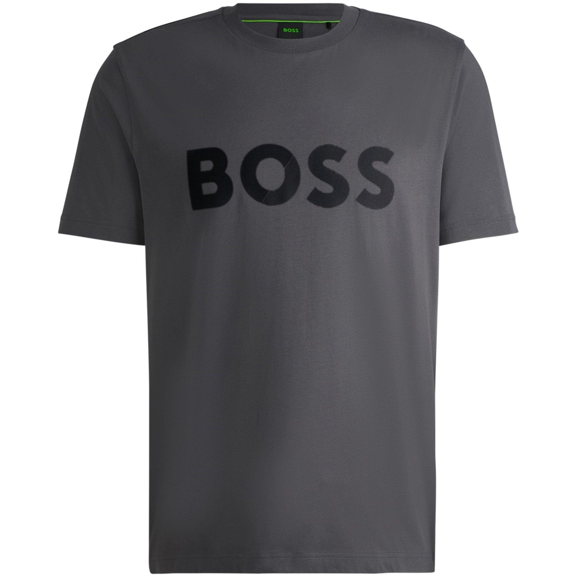 Boss Men's Tape Logo Cotton T-Shirt - Dark Grey 027 - M