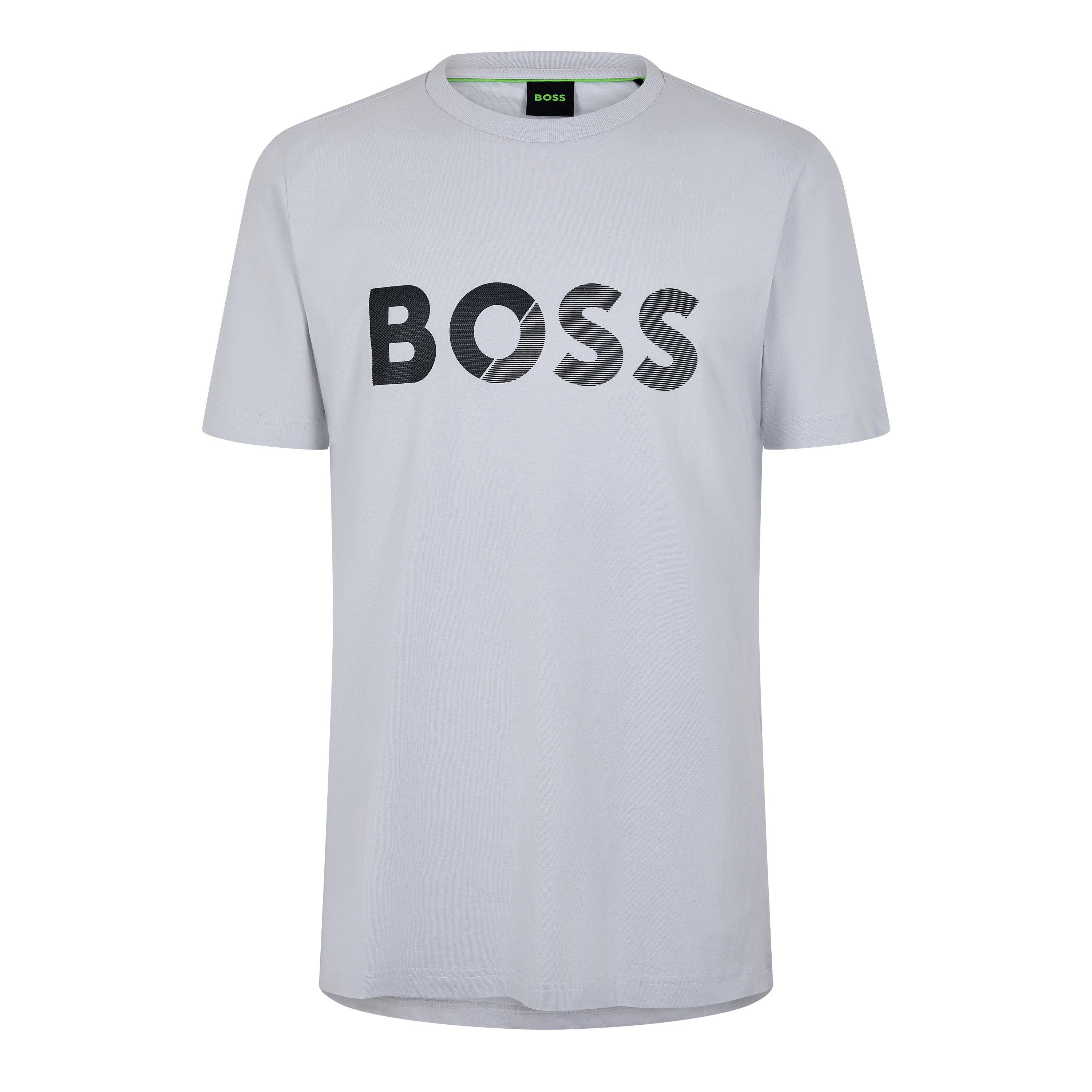 Boss Men's Tape Logo Cotton T-Shirt - Lt Pas Grey 054 - M