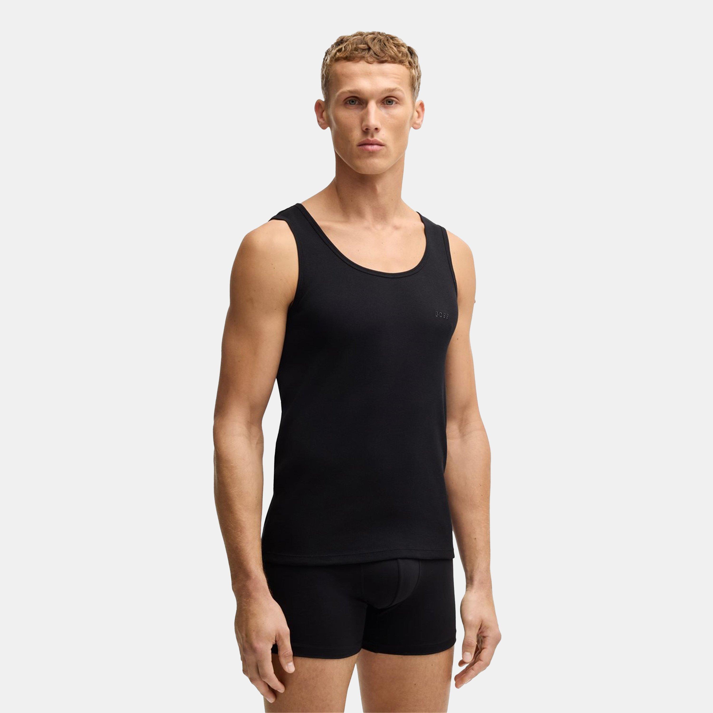 Black 001 - Boss - Men's Classic Ribbed Tank Top 3-Pack, Cotton Construction - 2