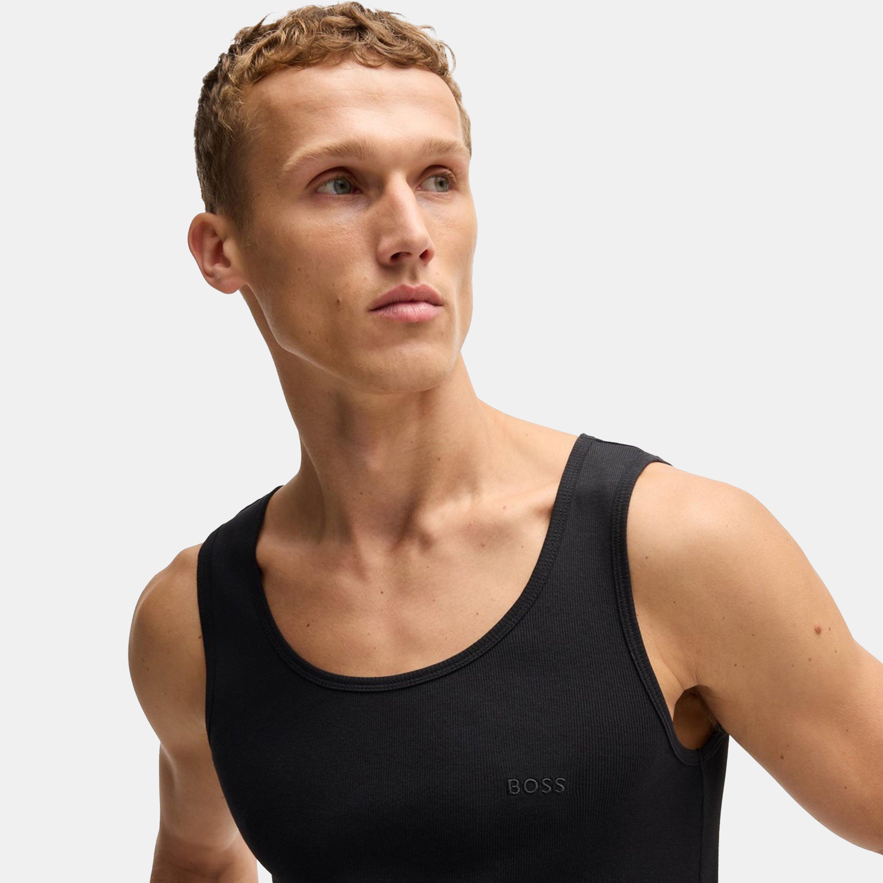Black 001 - Boss - Men's Classic Ribbed Tank Top 3-Pack, Cotton Construction - 4