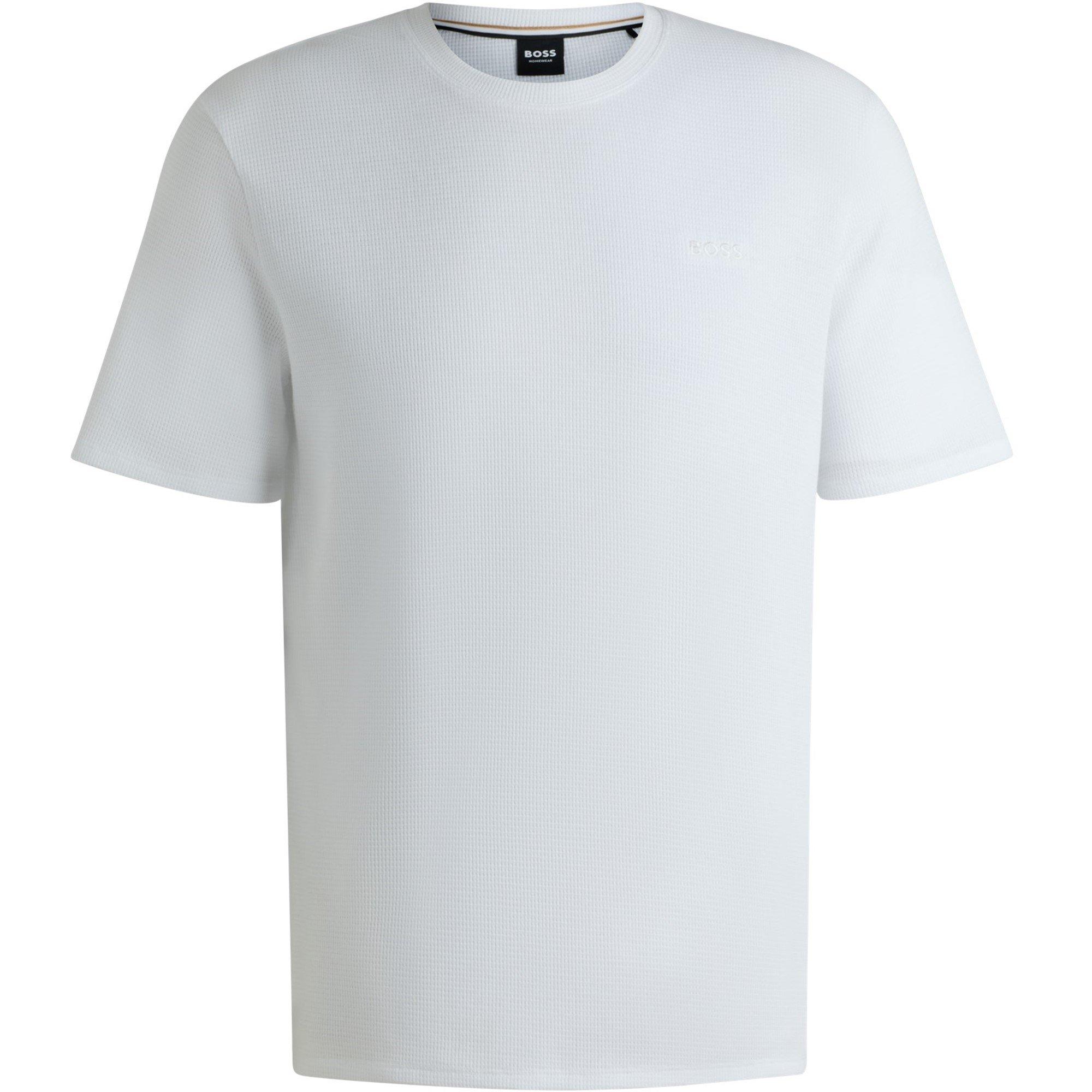 Boss Mens BOSS Bodywear Waffle T-Shirt with Structured Design - White 102 - Medium