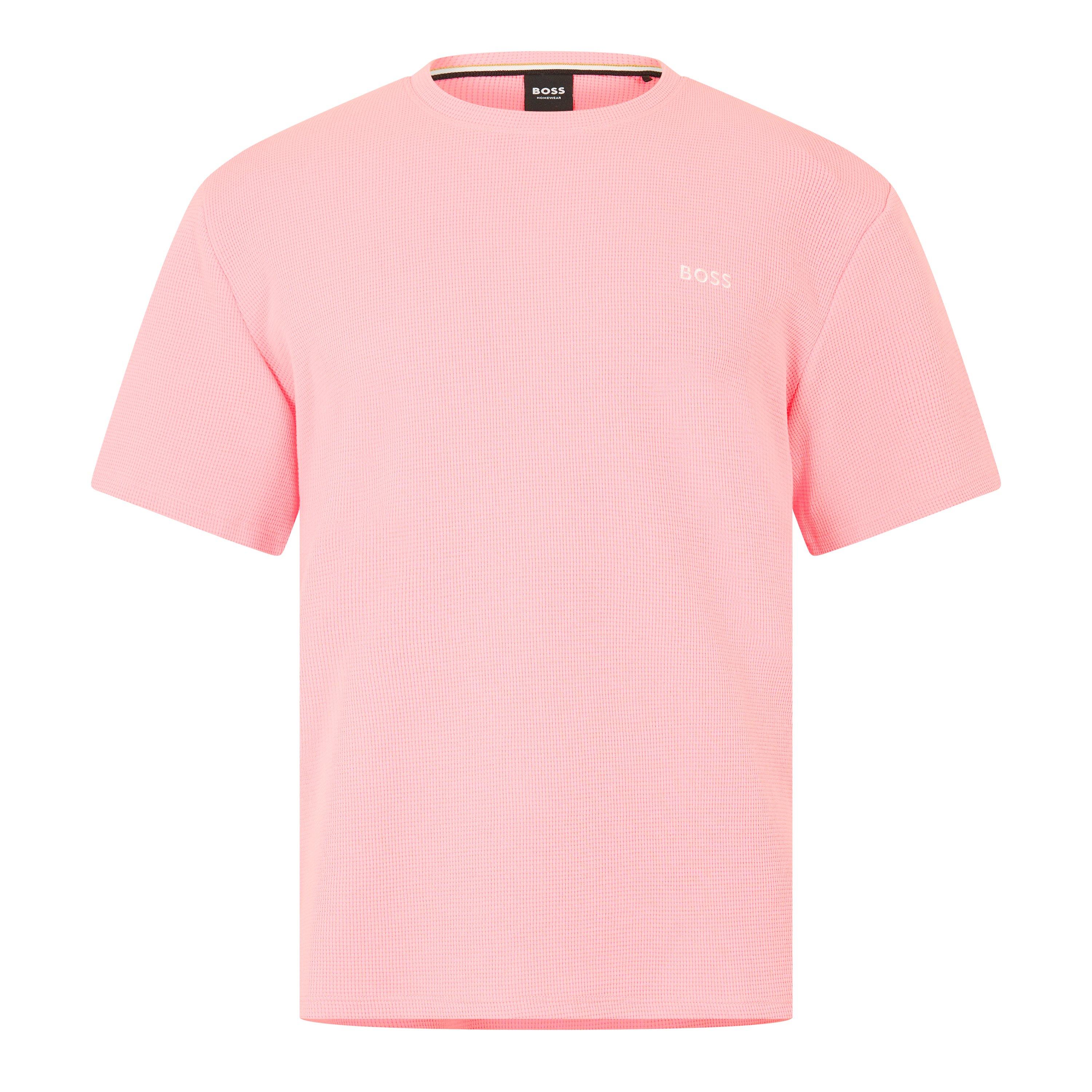 Boss Mens BOSS Bodywear Waffle T-Shirt with Structured Design - Pink 685 - Small