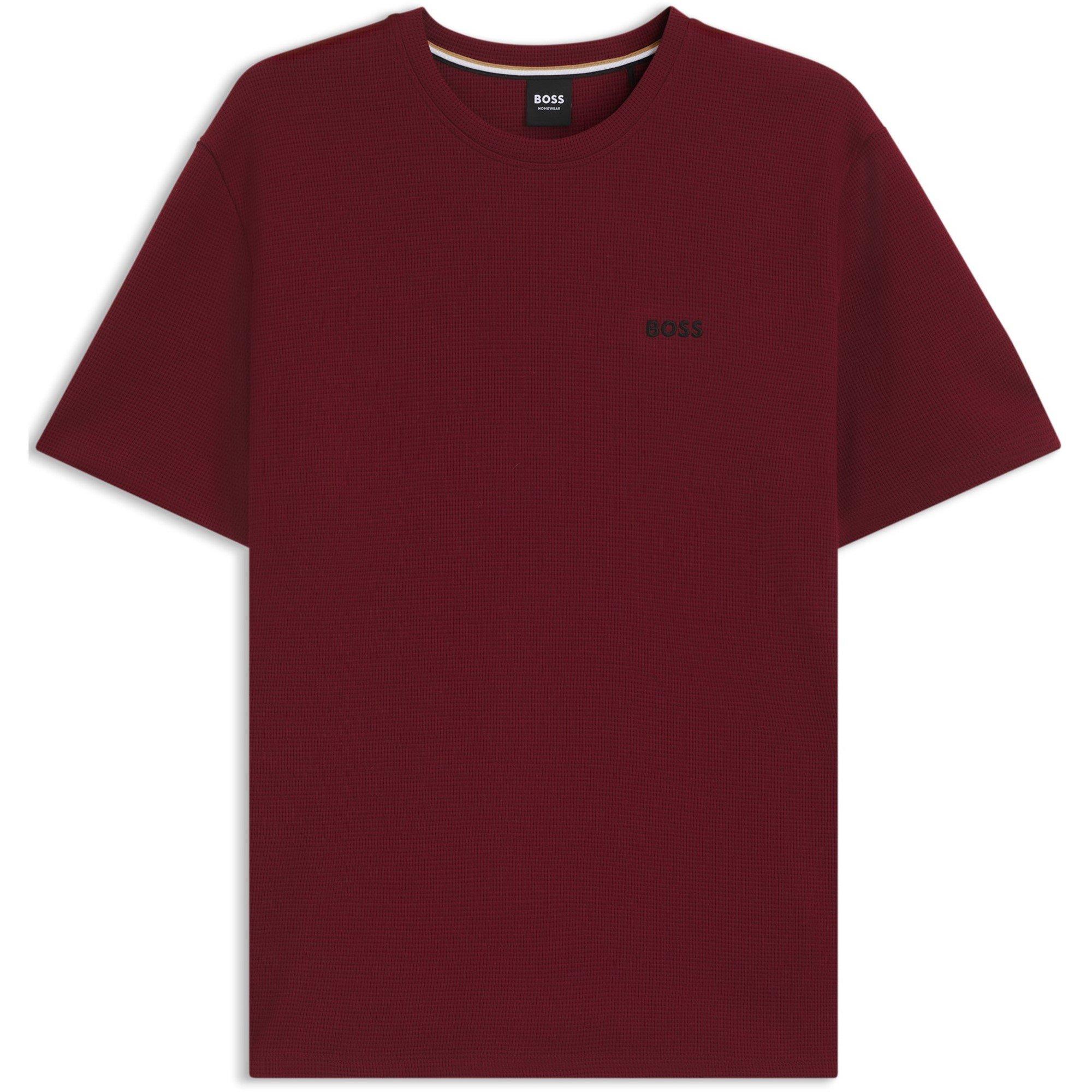 Boss Men's Bodywear Waffle T-Shirt With Structured Design - Dark Red - 2X Large
