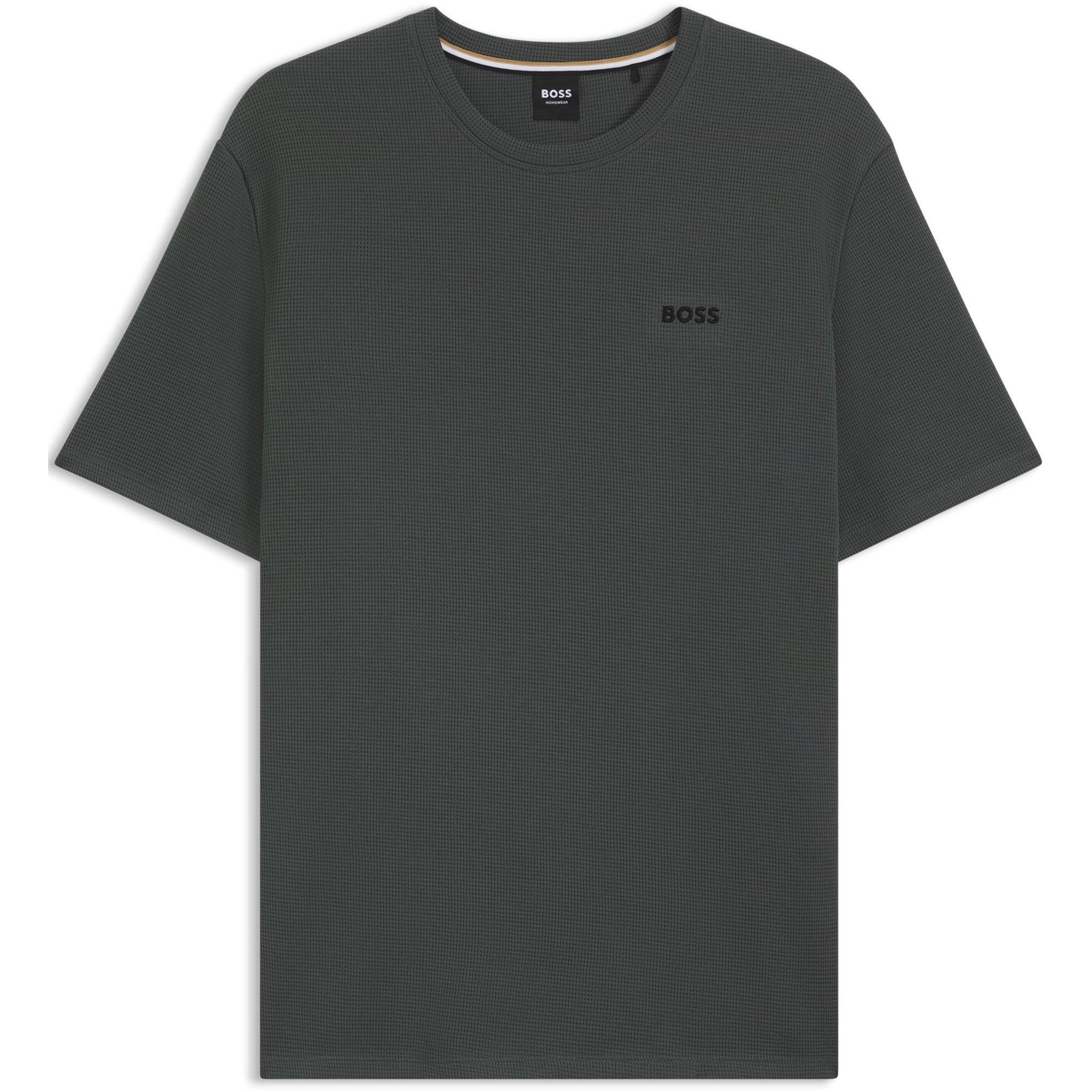 Boss Men's Bodywear Waffle T-Shirt With Structured Design - Open Green 345 - Small
