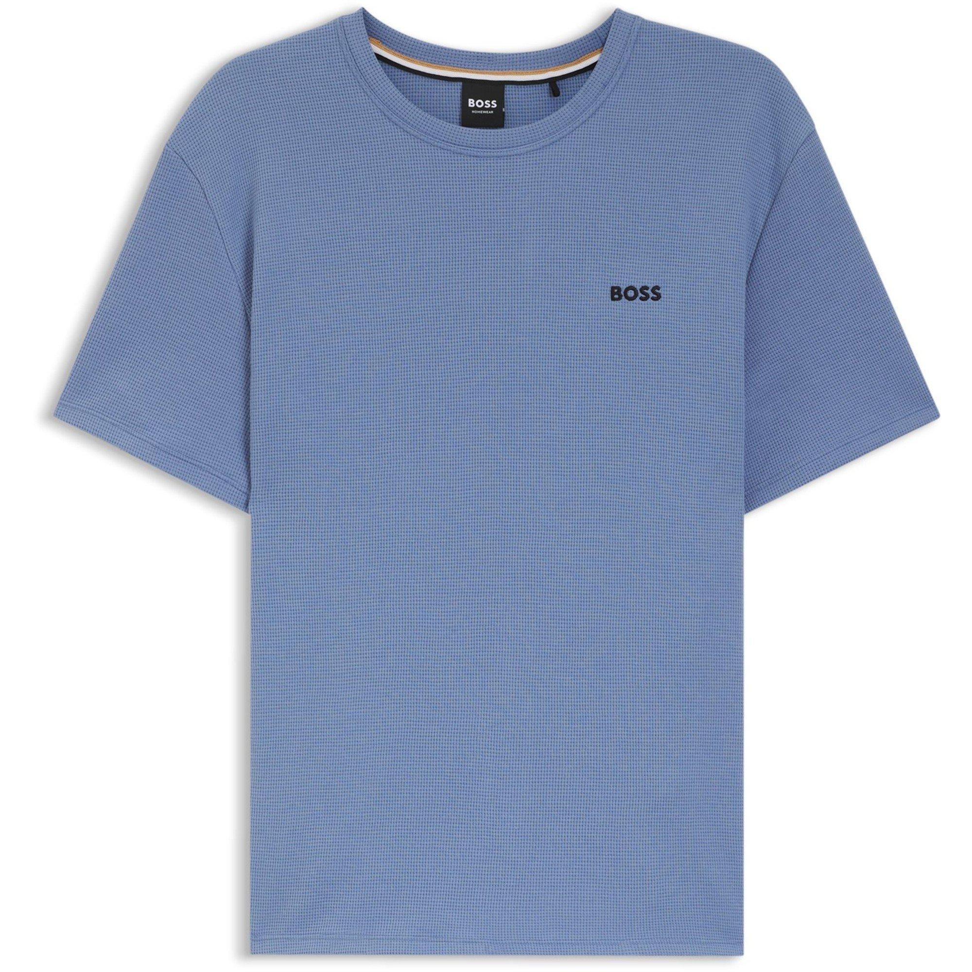 Boss Men's Bodywear Waffle T-Shirt With Structured Design - Lt/Pastel Blue - Medium