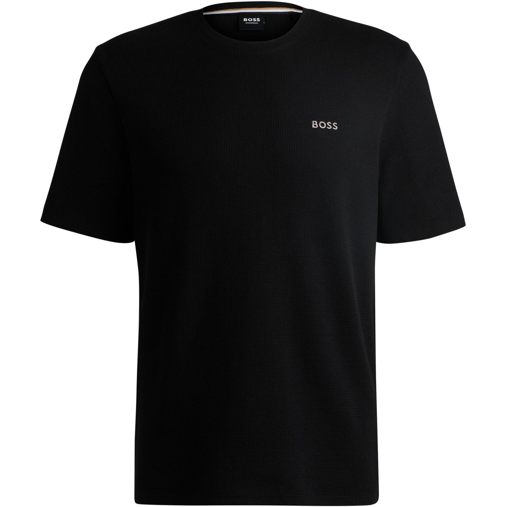 Boss Mens BOSS Bodywear Waffle T-Shirt with Structured Design - Black - Small