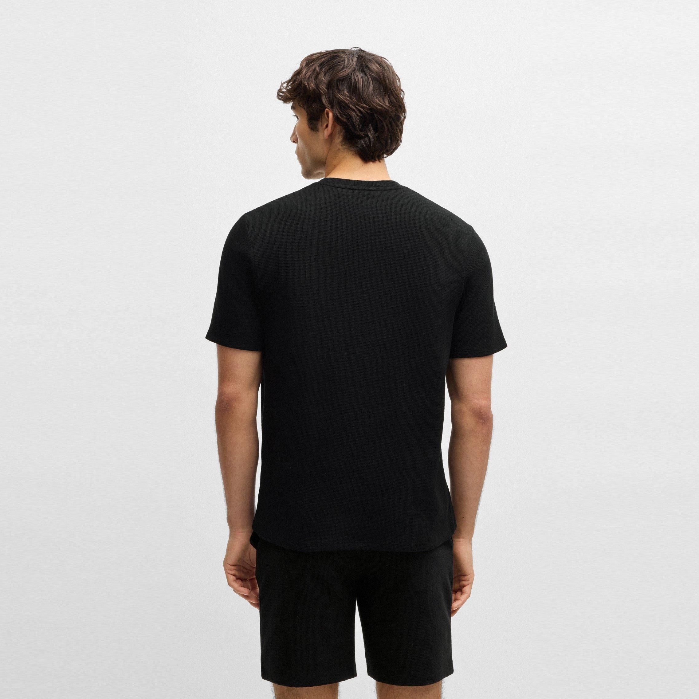 Black - Boss - Mens BOSS Bodywear Waffle T-Shirt with Structured Design - 3