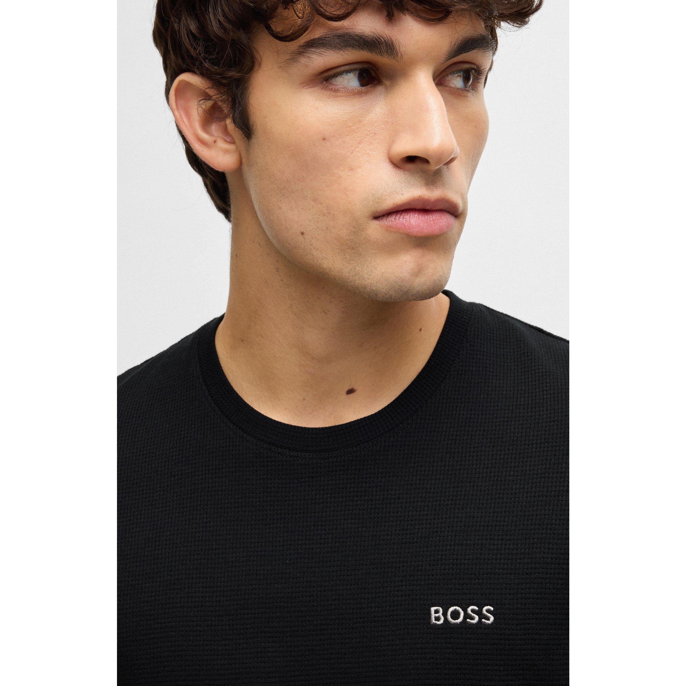 Black - Boss - Mens BOSS Bodywear Waffle T-Shirt with Structured Design - 4
