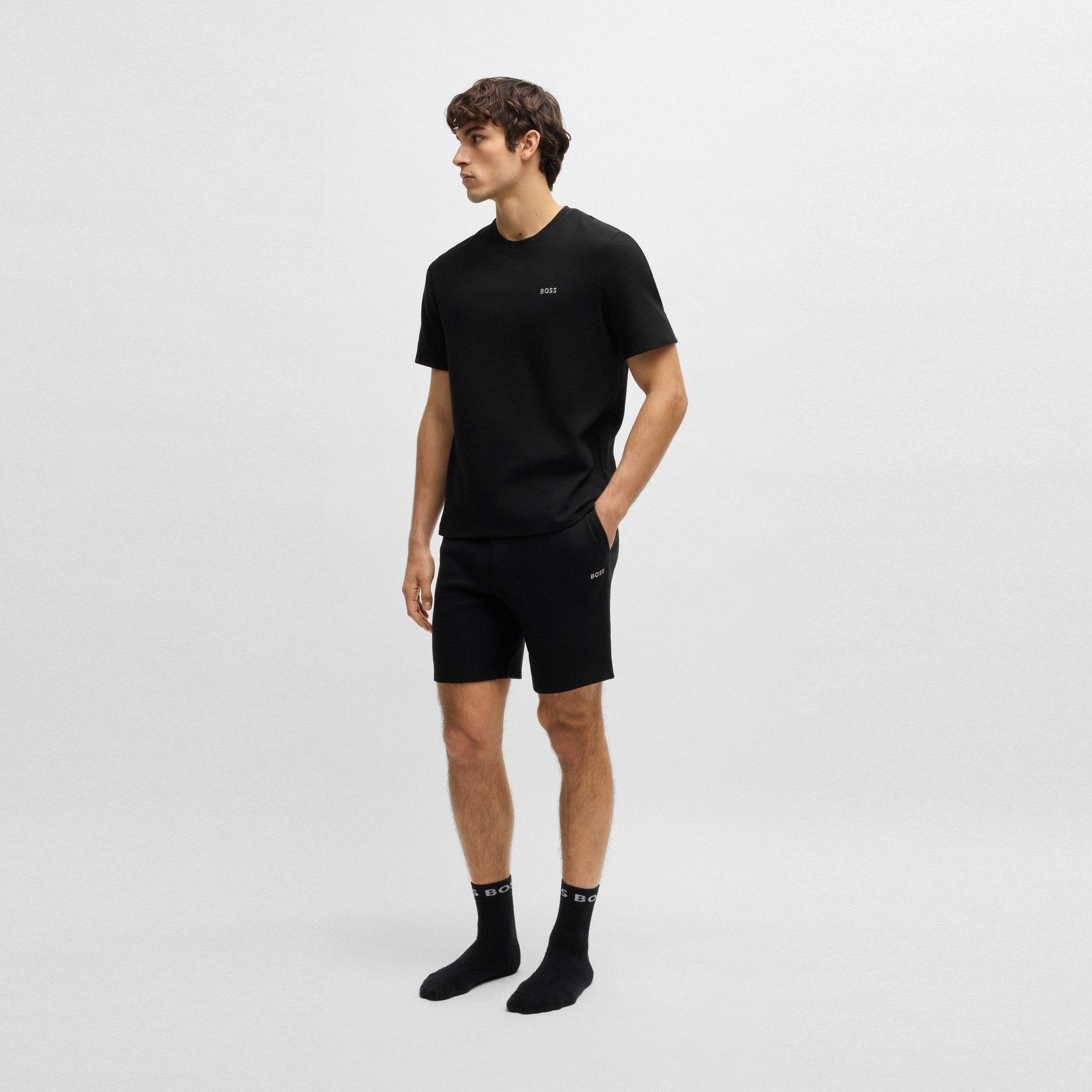 Black - Boss - Mens BOSS Bodywear Waffle T-Shirt with Structured Design - 5