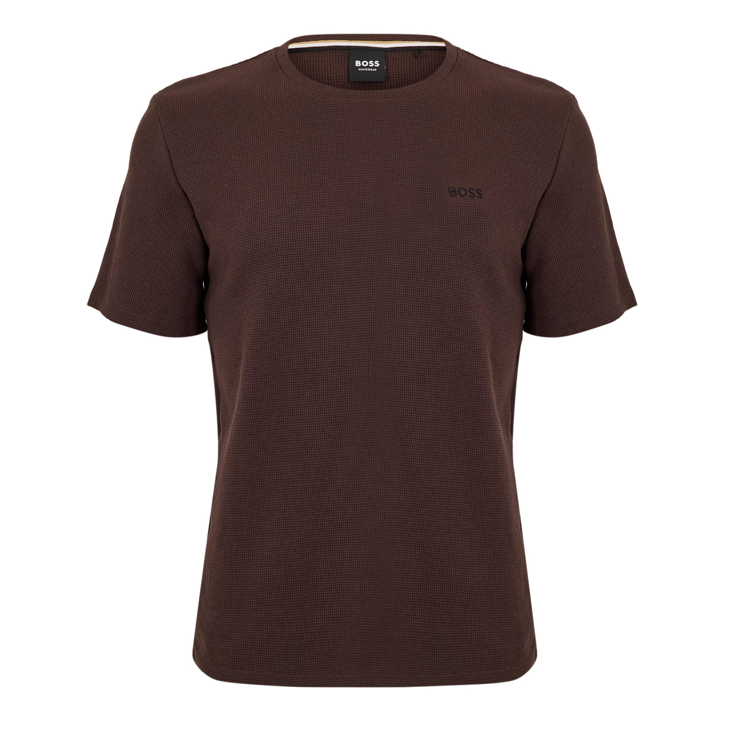 Boss Mens BOSS Bodywear Waffle T-Shirt with Structured Design - Brown 207 - Medium