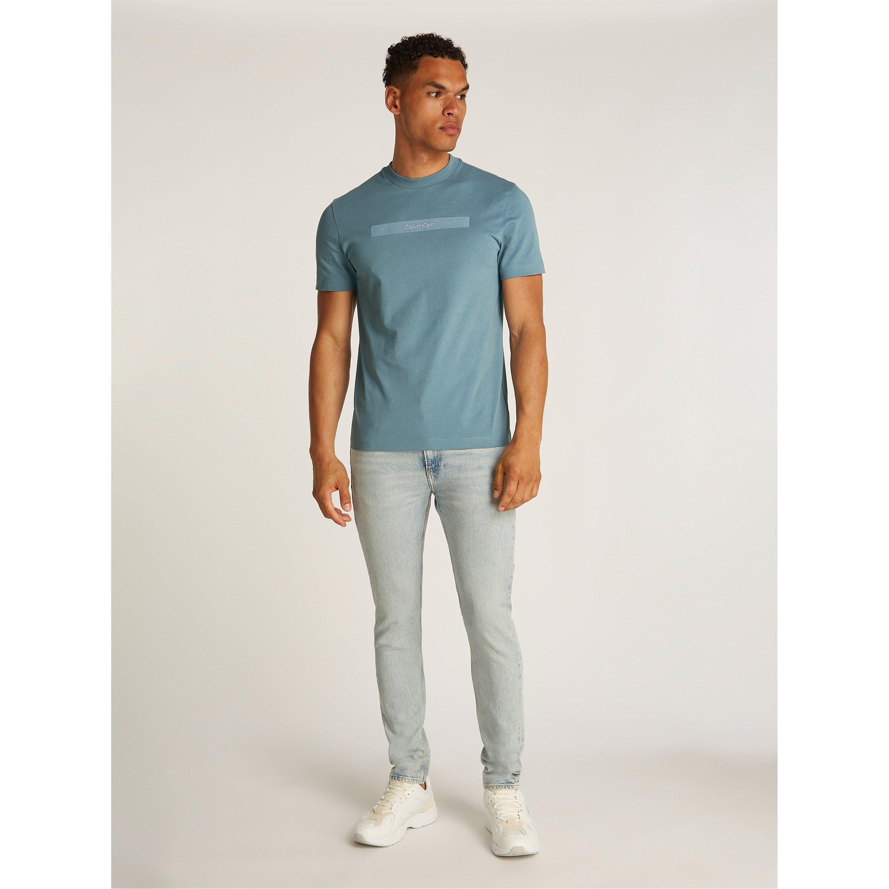 Blue CFQ - Calvin Klein - Men's Structured Embroidery Regular Fit T-Shirt - 1