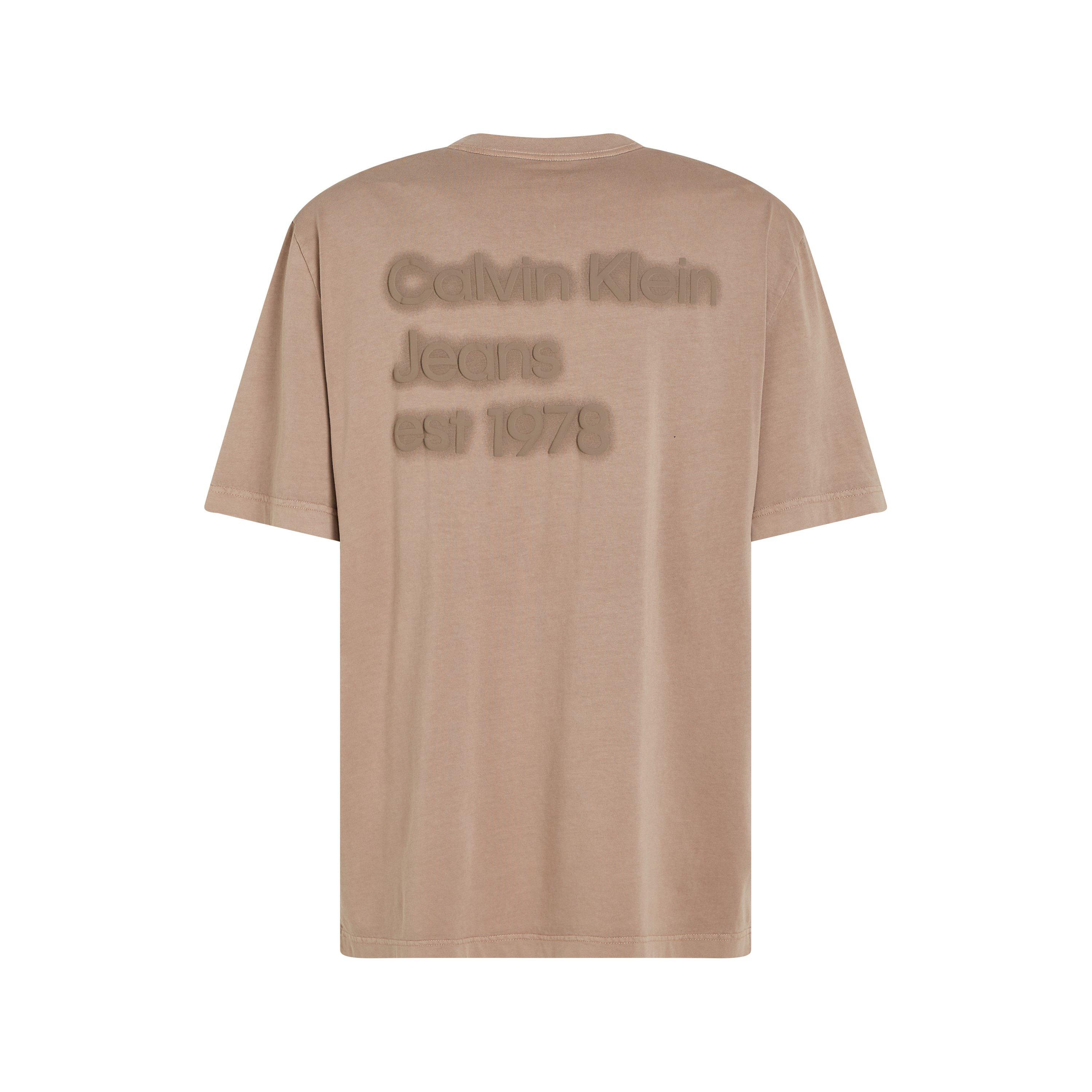 Taupe Grey - Calvin Klein Jeans - Men's Washed Puff Print Regular Fit T-Shirt - 2