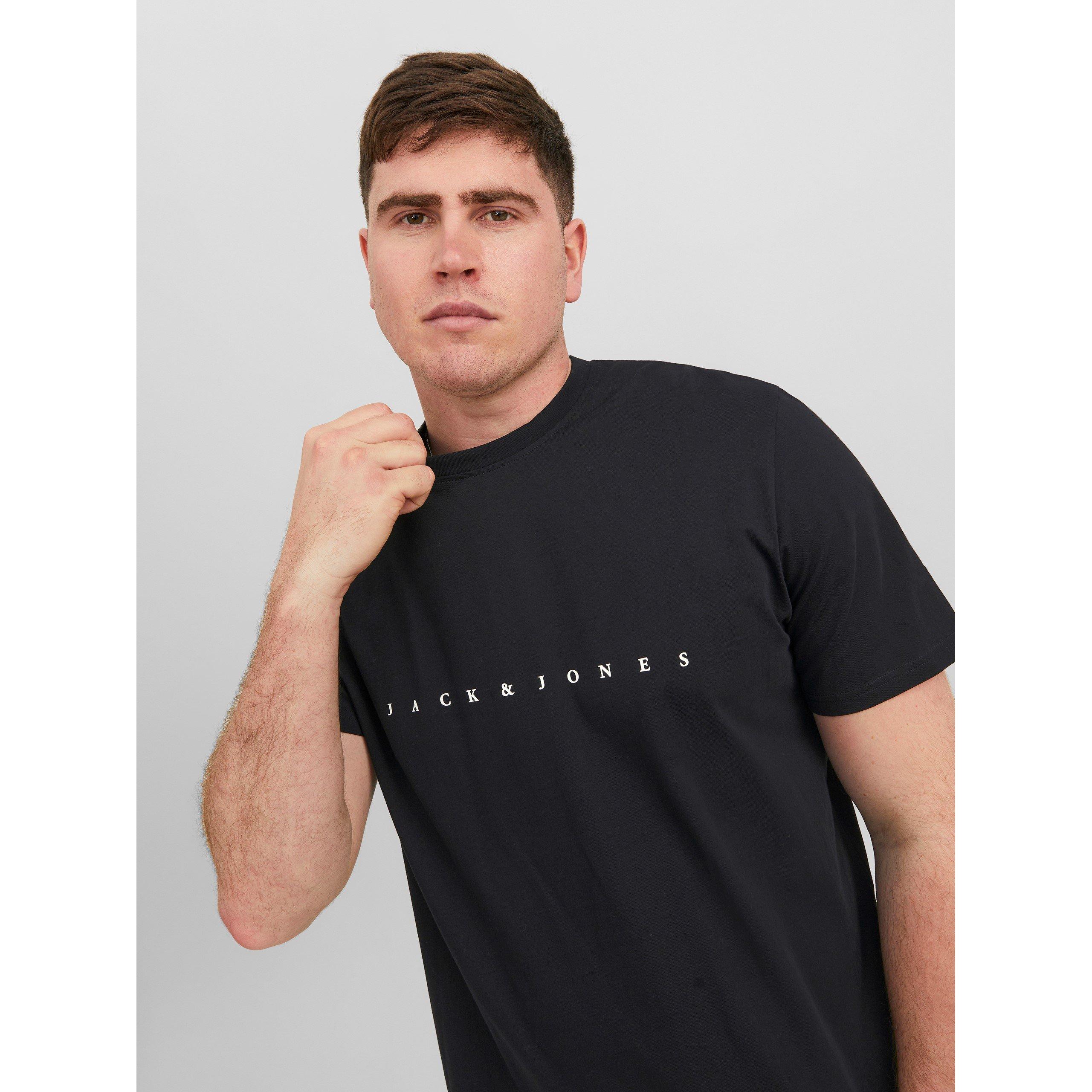Zwart - Jack and Jones - Star T-Shirt Mens Plus Size - 2