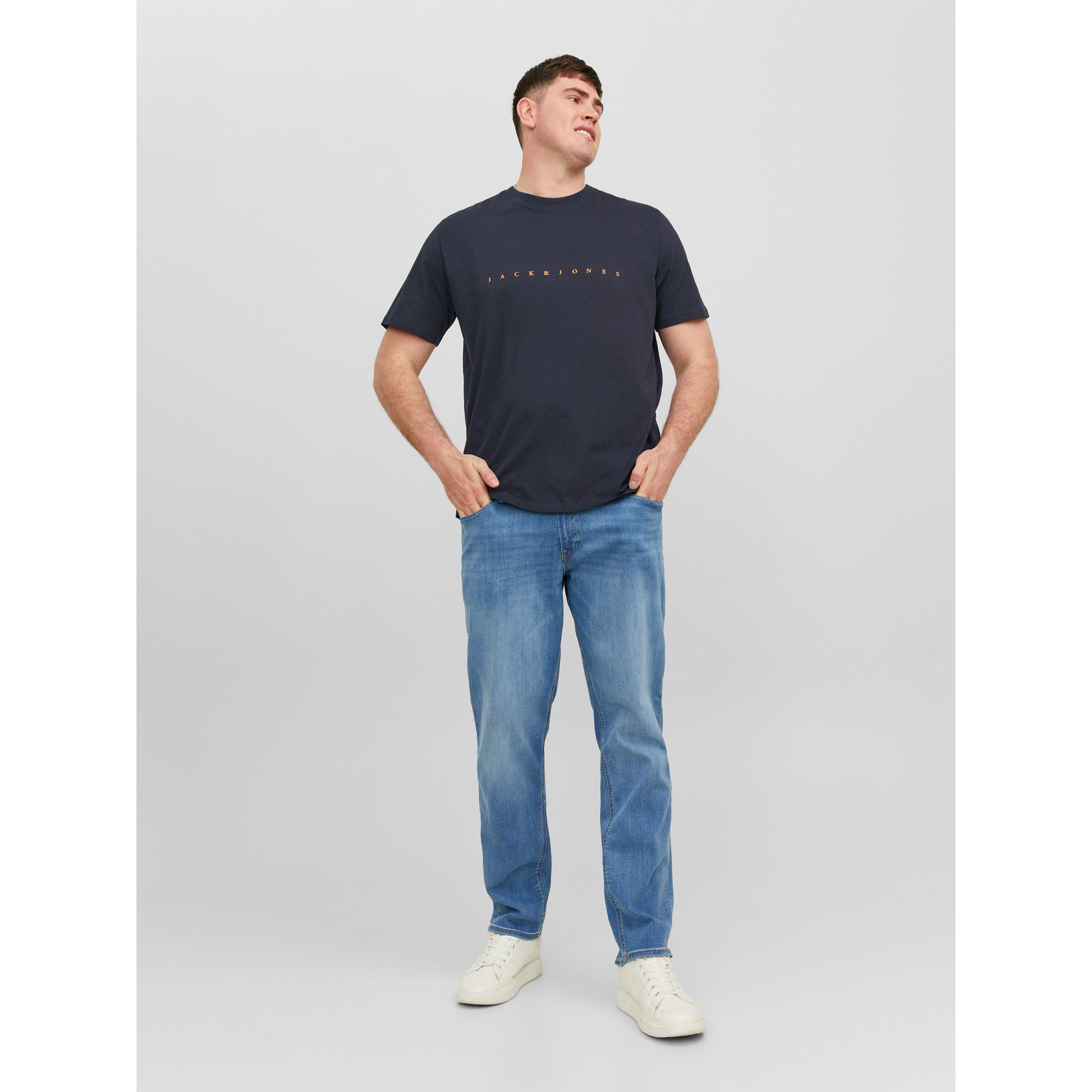 Mørkeblå - Jack and Jones - Jack+ Star T-Shirt Mens Plus Size - 3