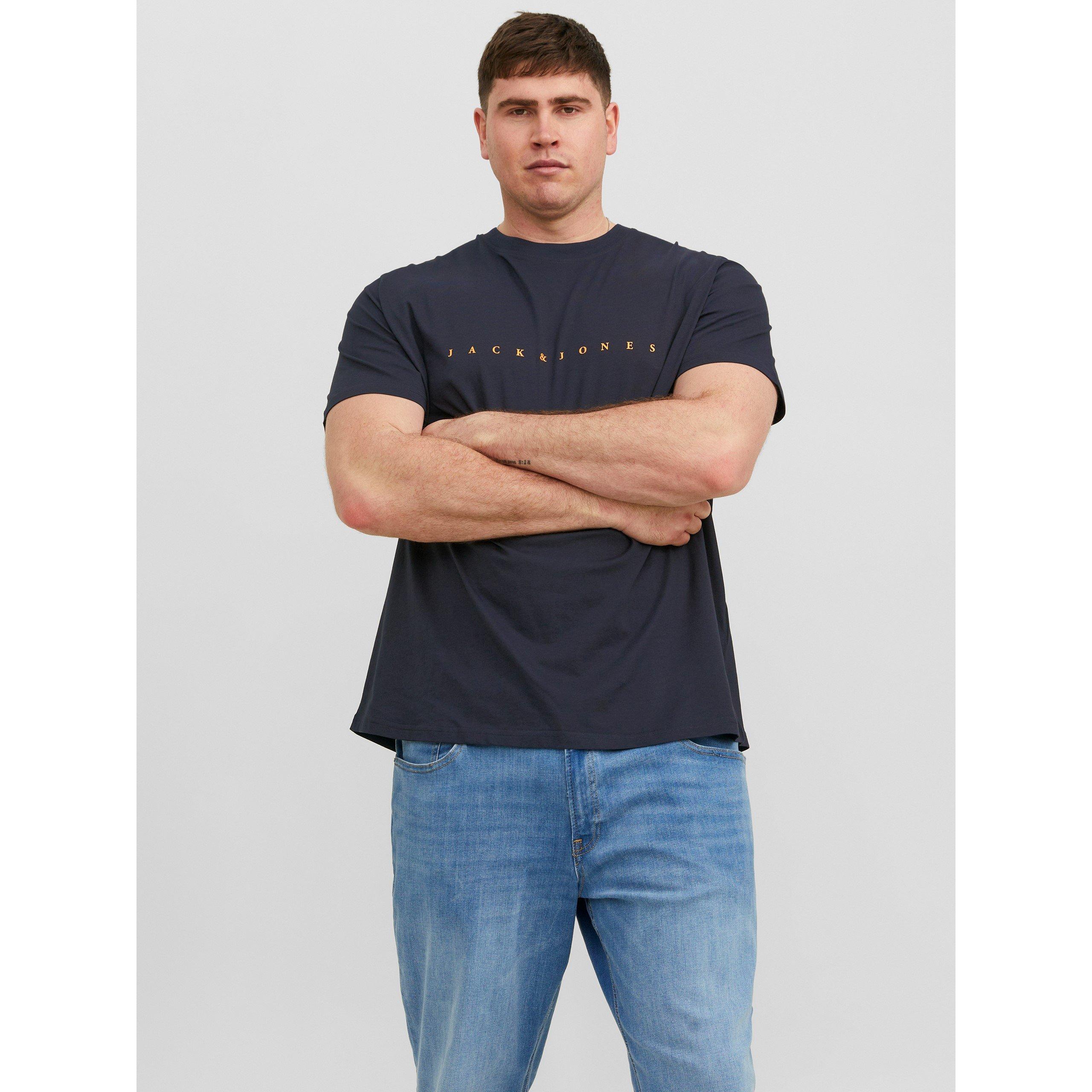 Mørkeblå - Jack and Jones - Jack+ Star T-Shirt Mens Plus Size - 7