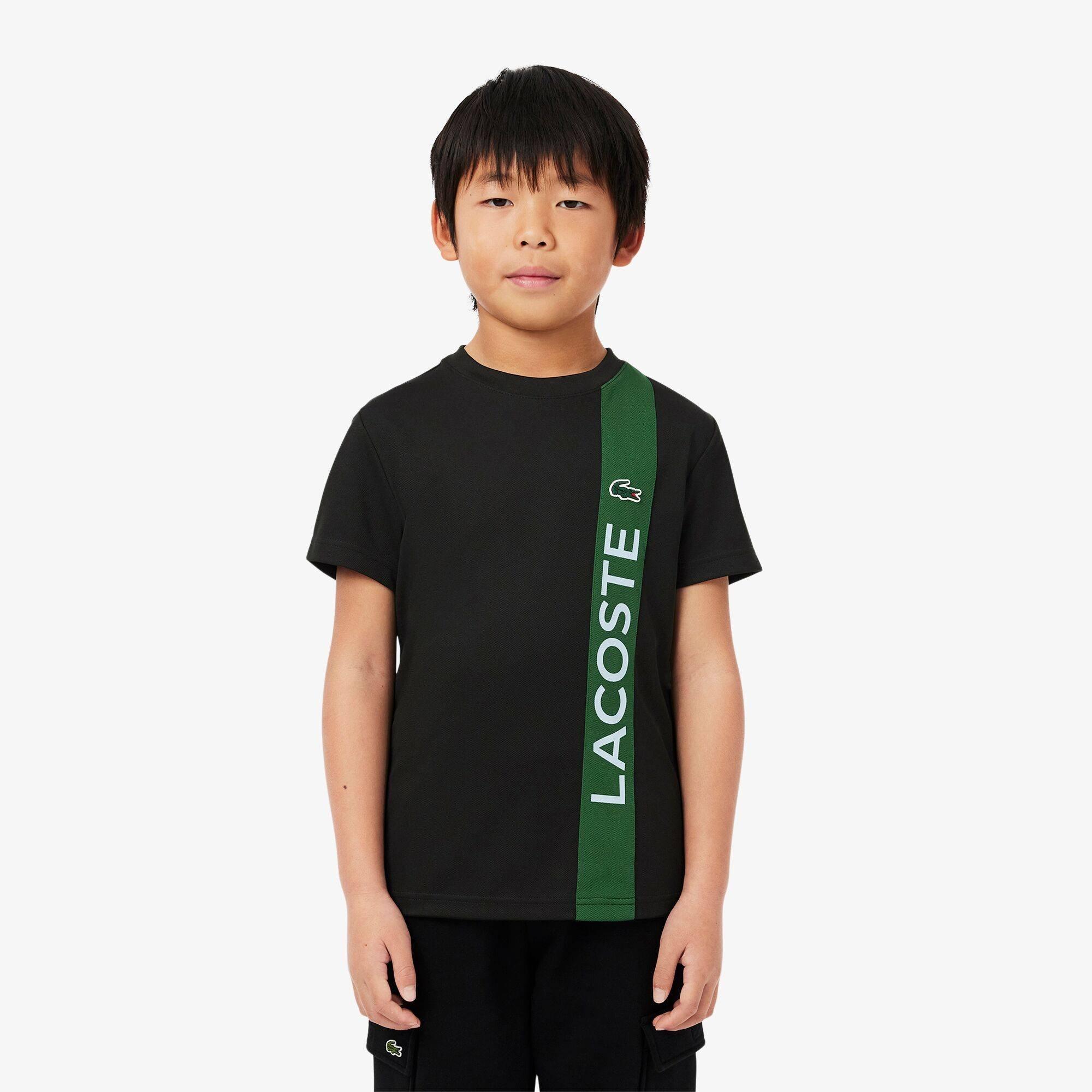 Black GI8 - Lacoste - Kids' Ultra Dry Print Branding Regular Fit T-Shirt - 1