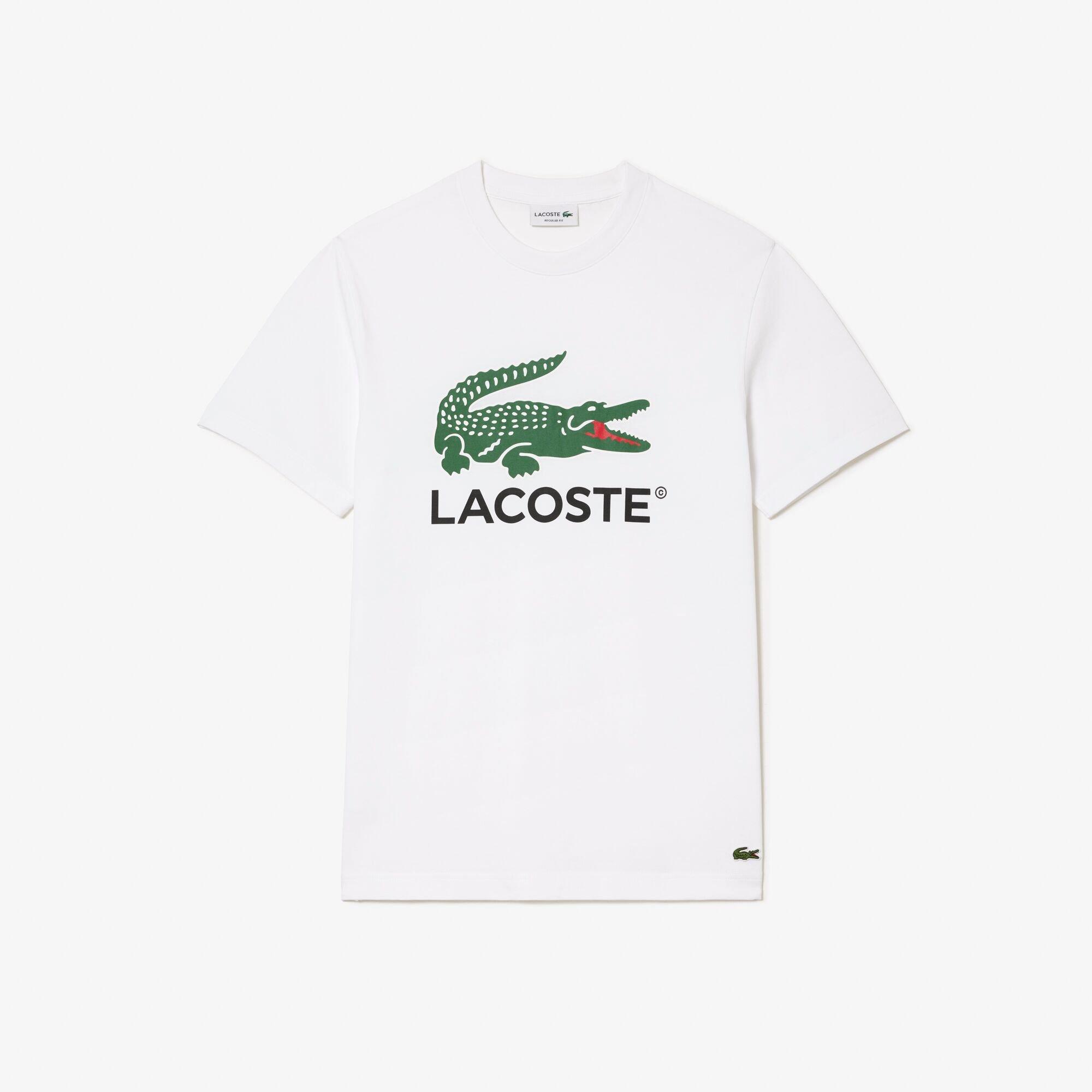 Bianco 001 - Lacoste - Men's Large Croc Regular Fit T-Shirt - 7