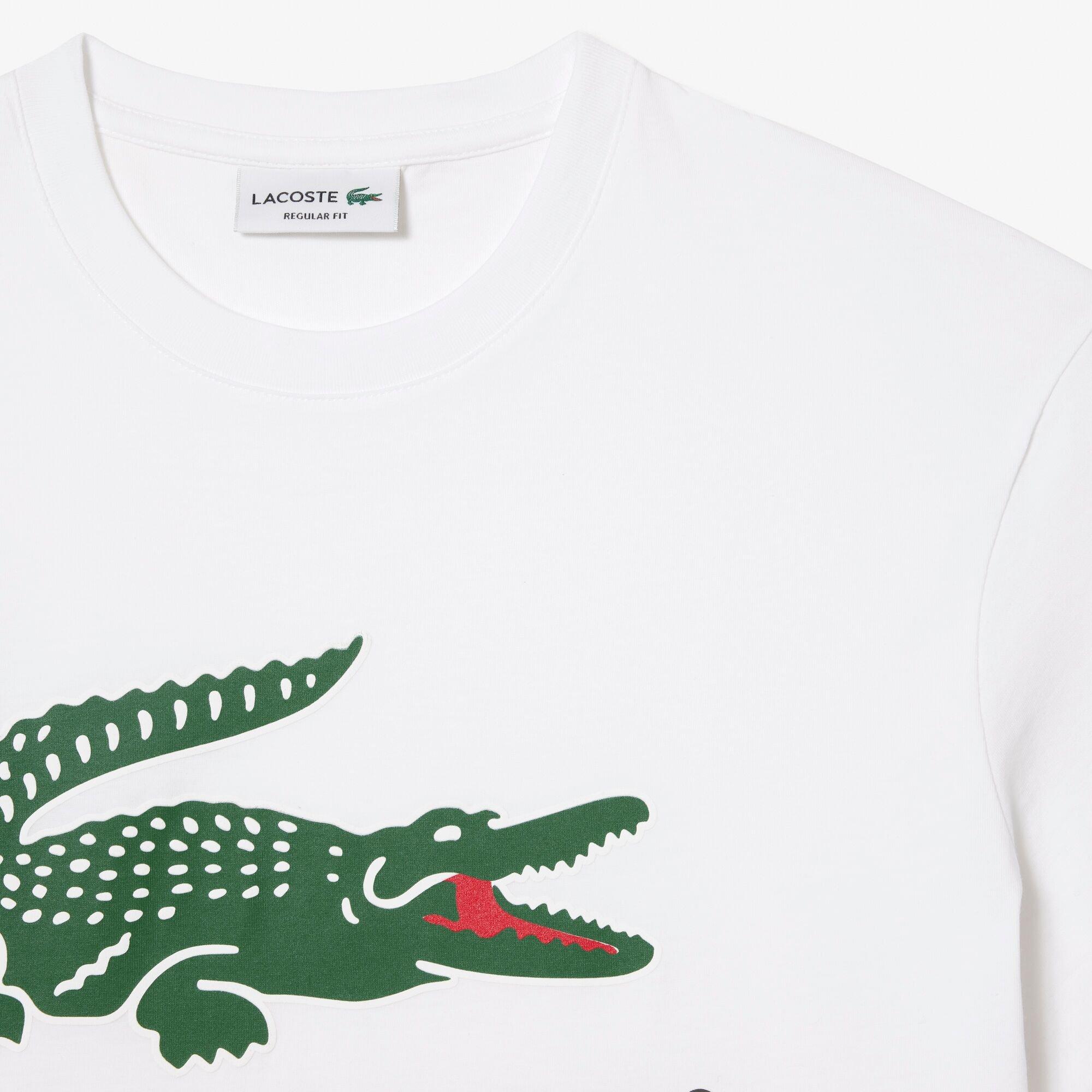 Bianco 001 - Lacoste - Men's Large Croc Regular Fit T-Shirt - 10