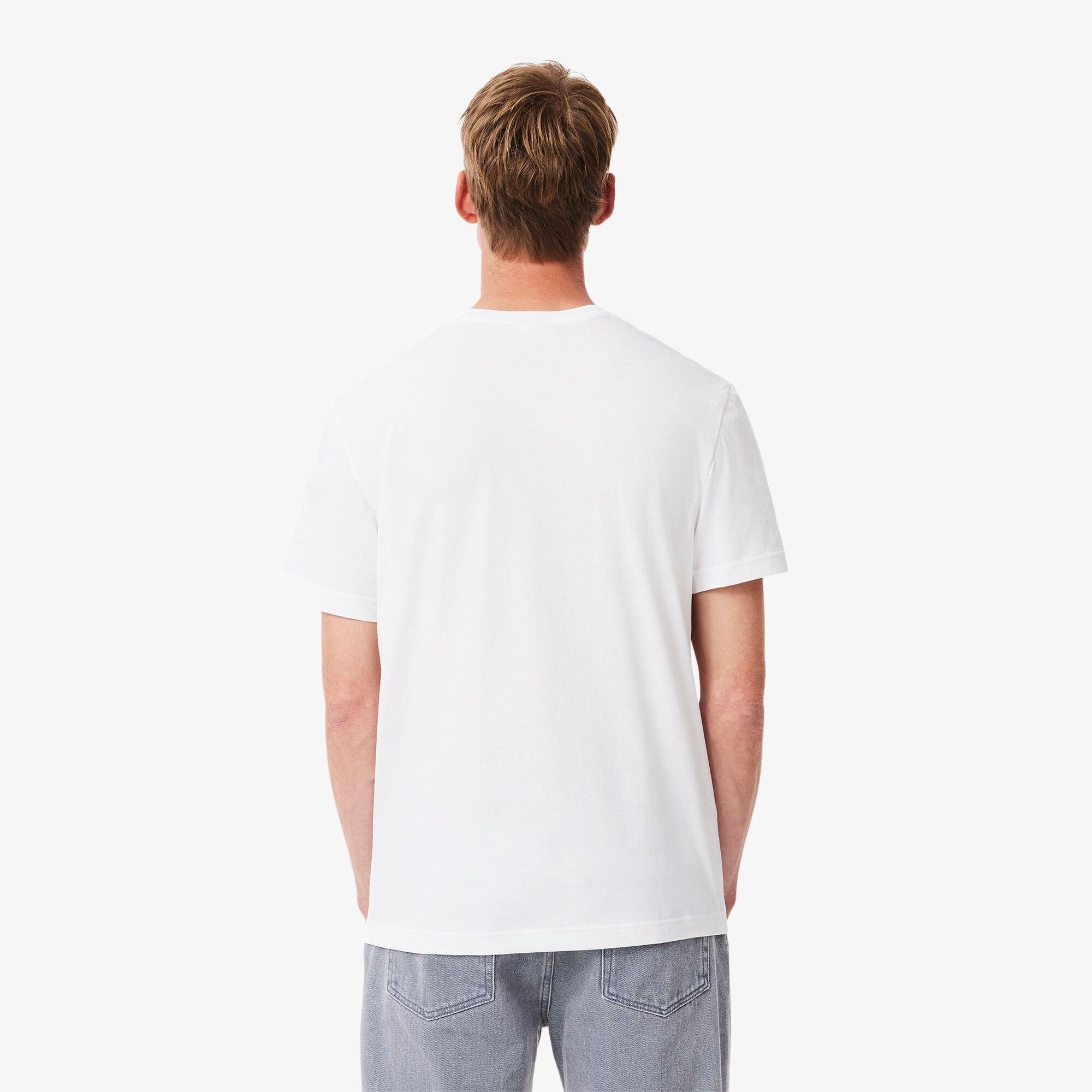 Bianco 001 - Lacoste - Men's Large Croc Regular Fit T-Shirt - 4