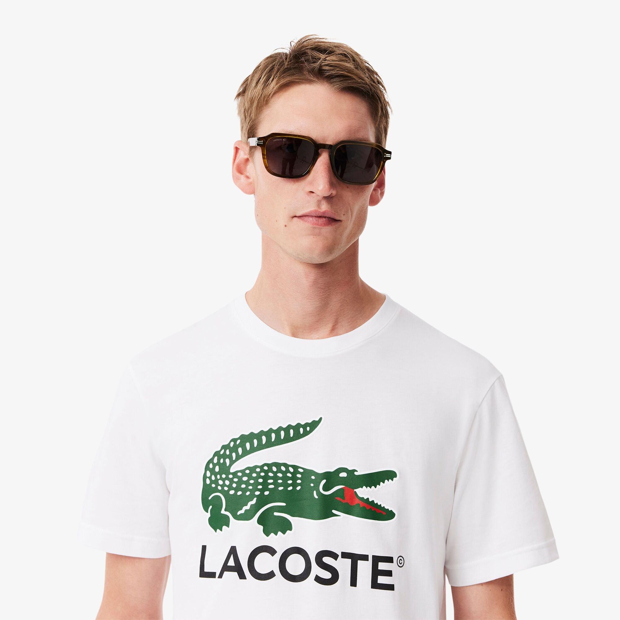 Bianco 001 - Lacoste - Men's Large Croc Regular Fit T-Shirt - 5