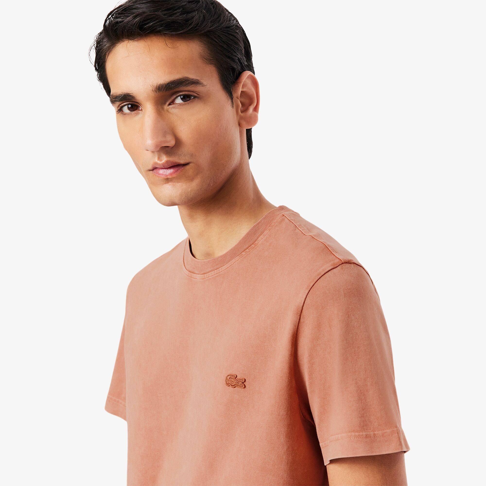 Latte I1K - Lacoste - Men's Washed Effect Heavy Jersey T-Shirt - 4