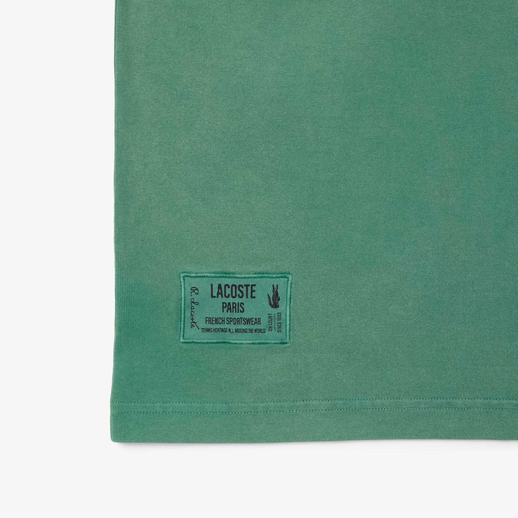 Green 132 - Lacoste - Men's Washed Effect Heavy Jersey T-Shirt - 3