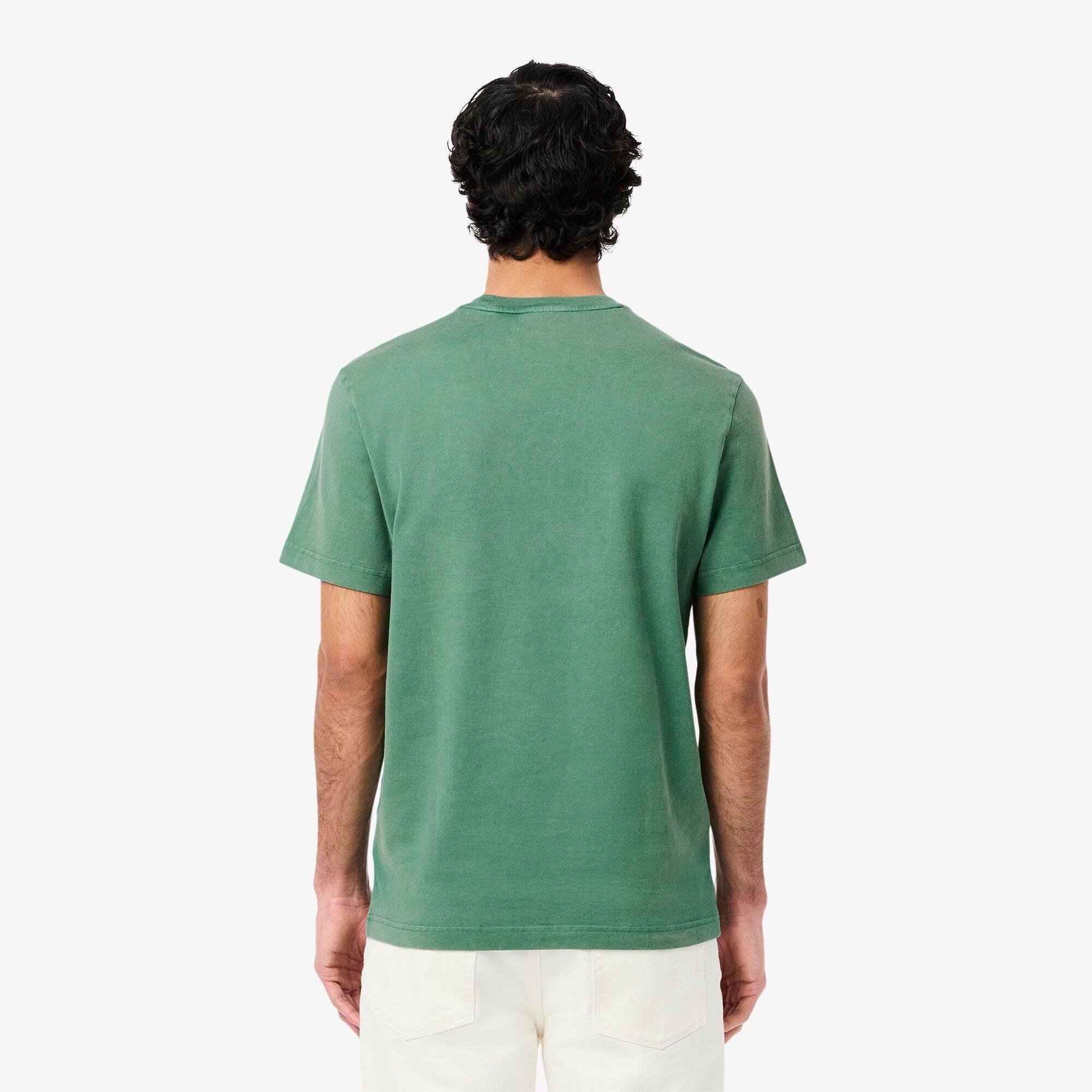 Green 132 - Lacoste - Men's Washed Effect Heavy Jersey T-Shirt - 6