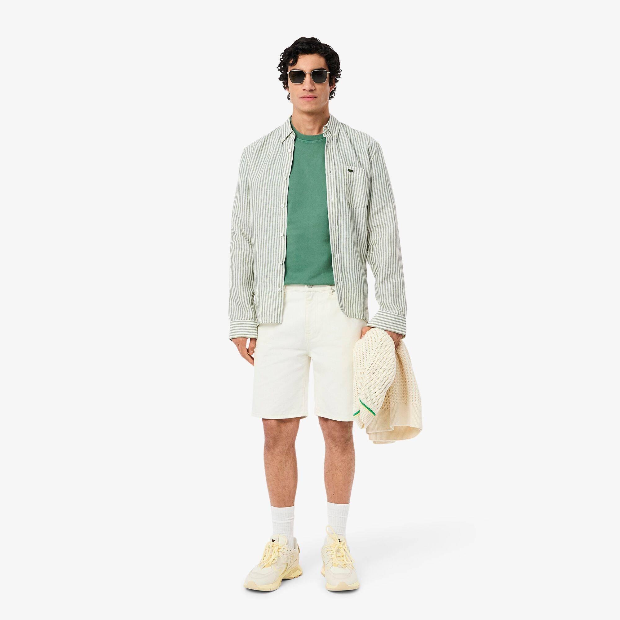 Green 132 - Lacoste - Men's Washed Effect Heavy Jersey T-Shirt - 7