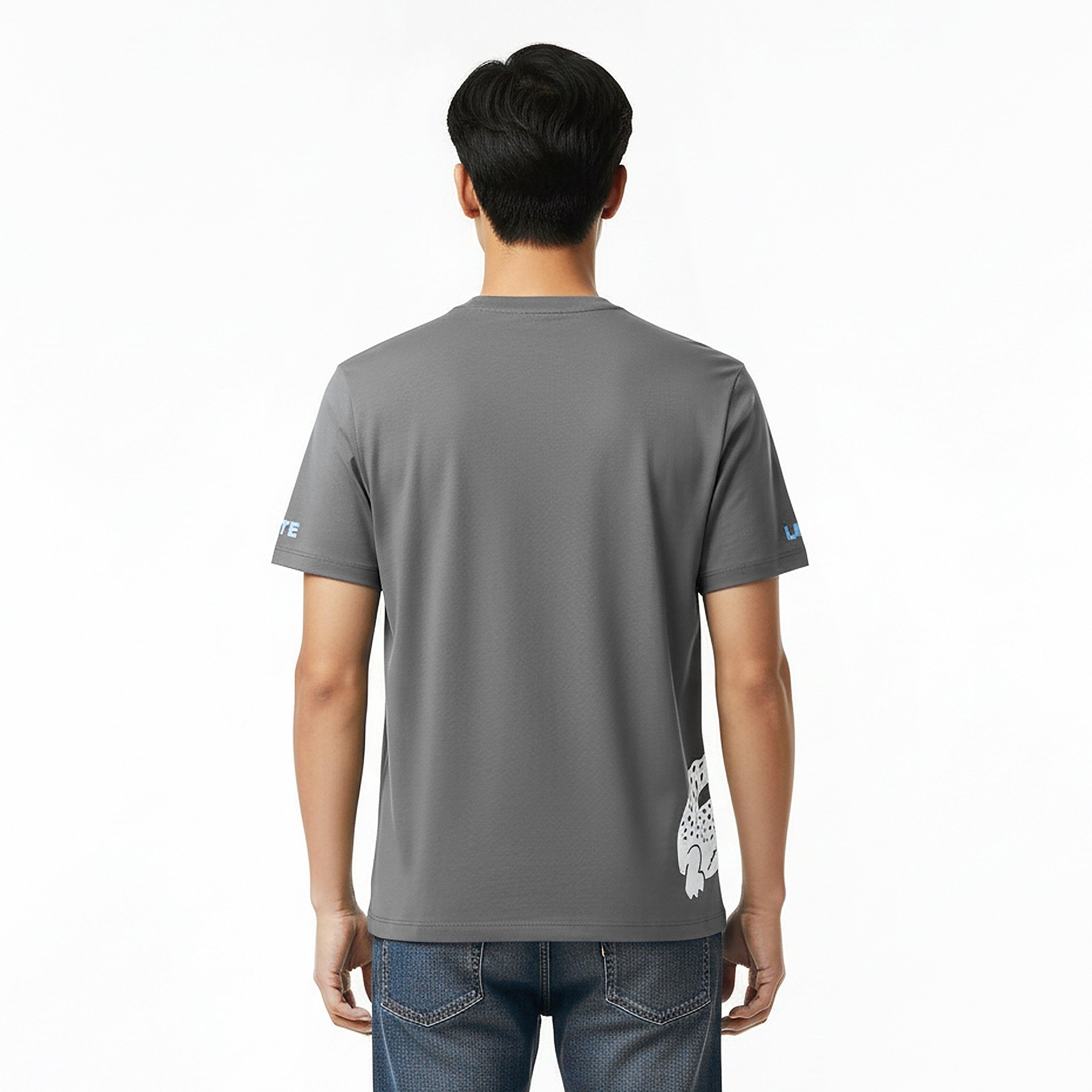 Grey 2SI - Lacoste - Men's Printed Cotton Lounge Short Sleeve Pyjama Top - 4