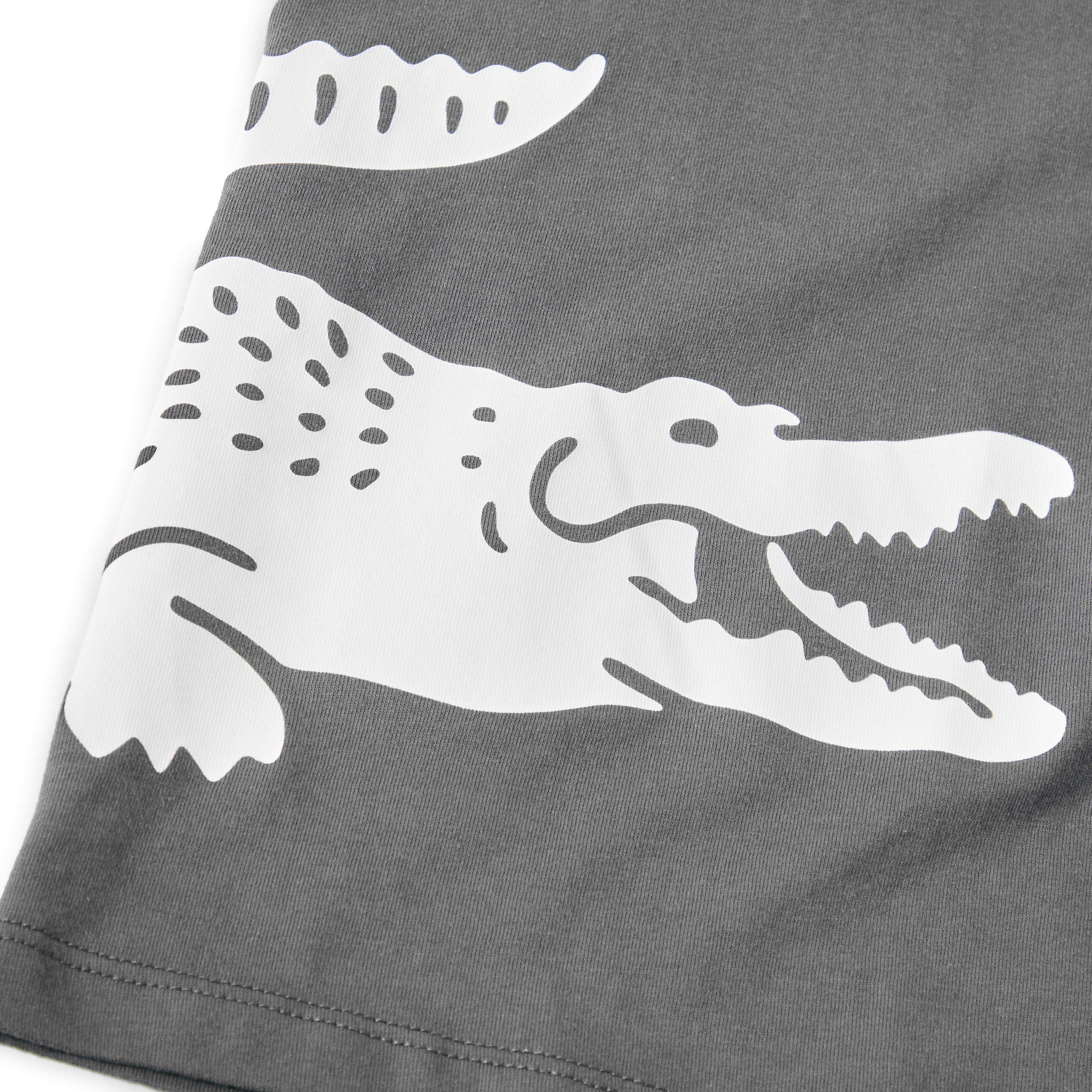 Grey 2SI - Lacoste - Men's Printed Cotton Lounge Short Sleeve Pyjama Top - 5