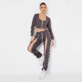 I Saw It First ISAWITFIRST Lace Up Detail Soft Touch Tracksuit