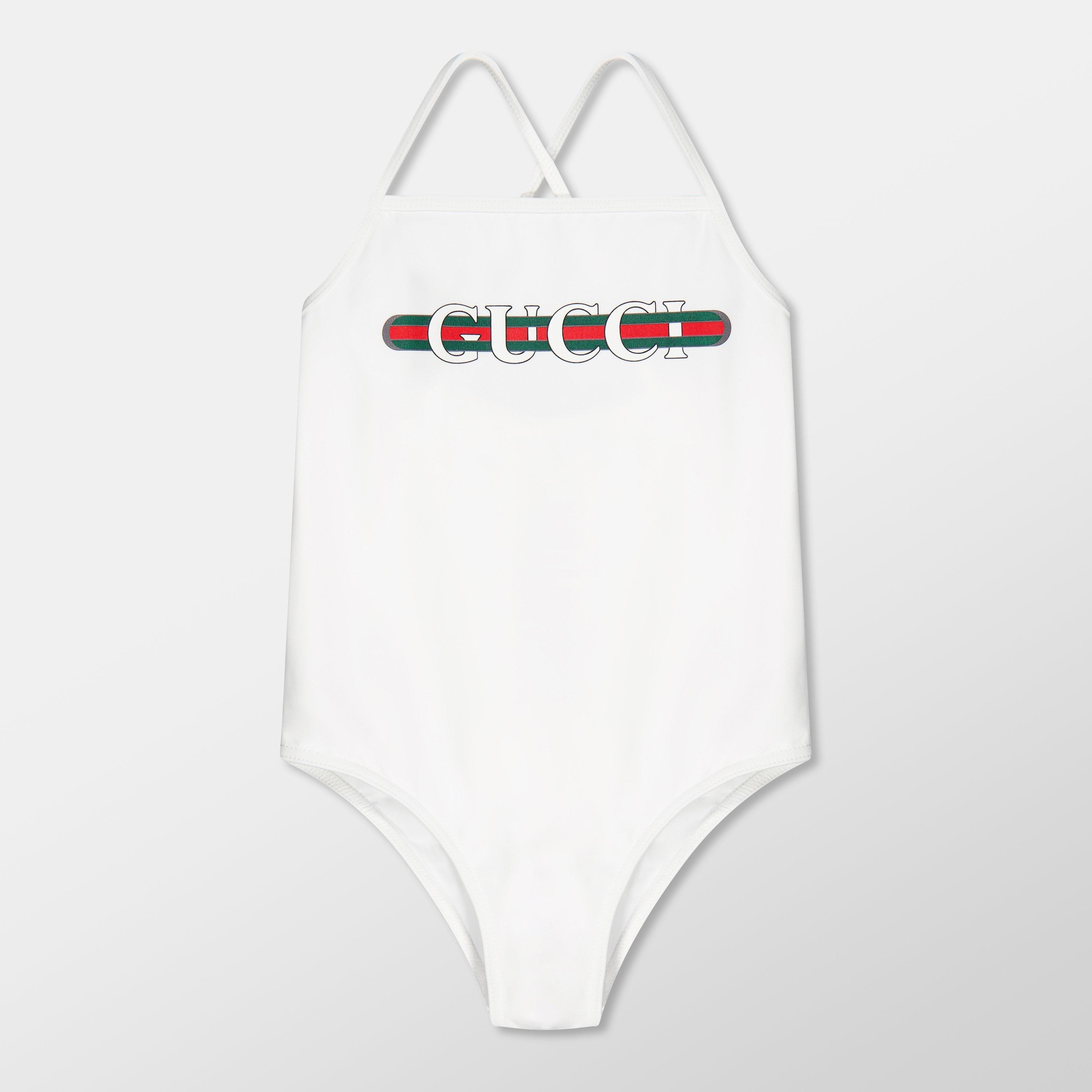 Gucci Printed Logo Swimsuit Juniors - White 9074 - Size 10 Yrs
