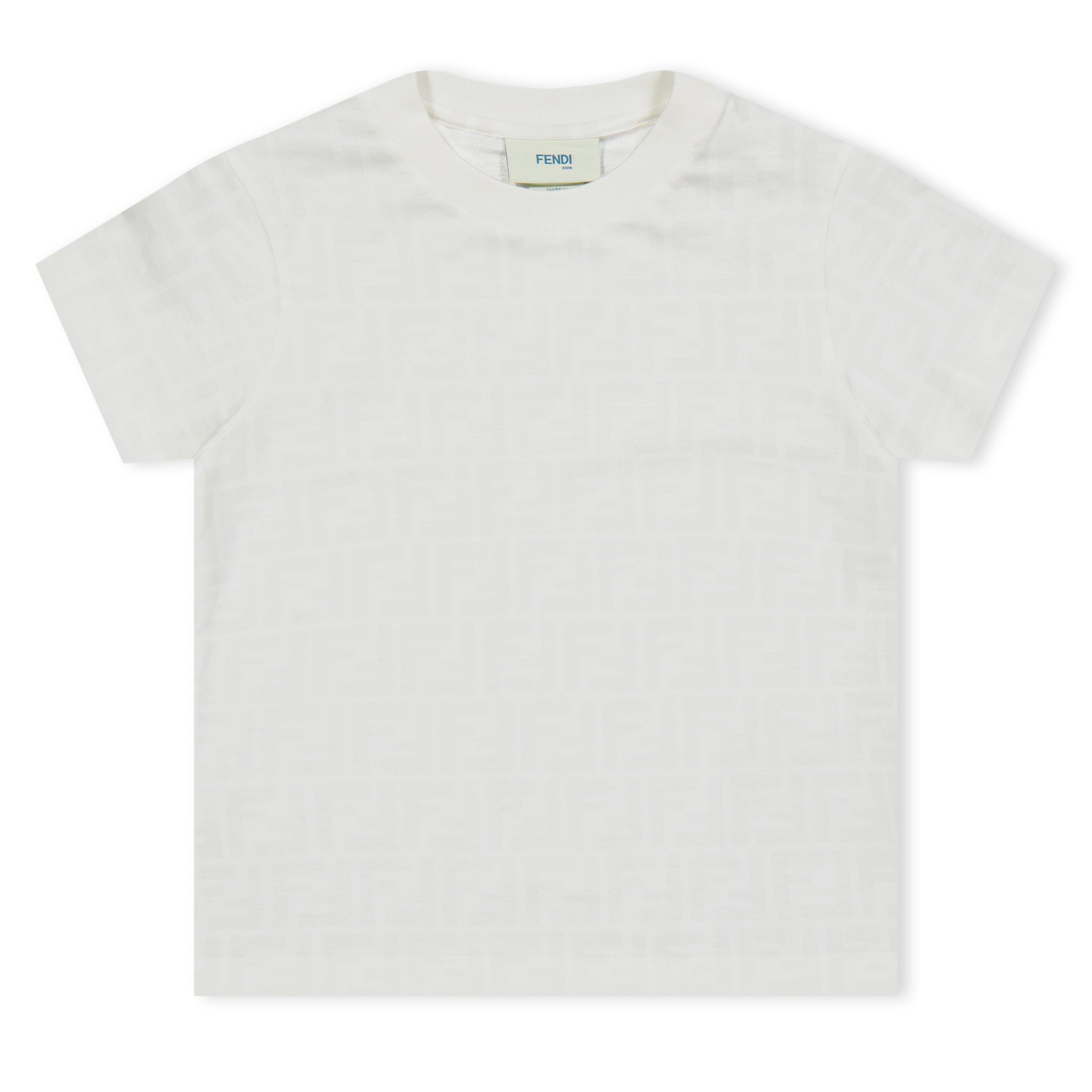 Fendi Ff All Over T-Shirt Juniors - Gesso F0TU9 - Size 10Y
