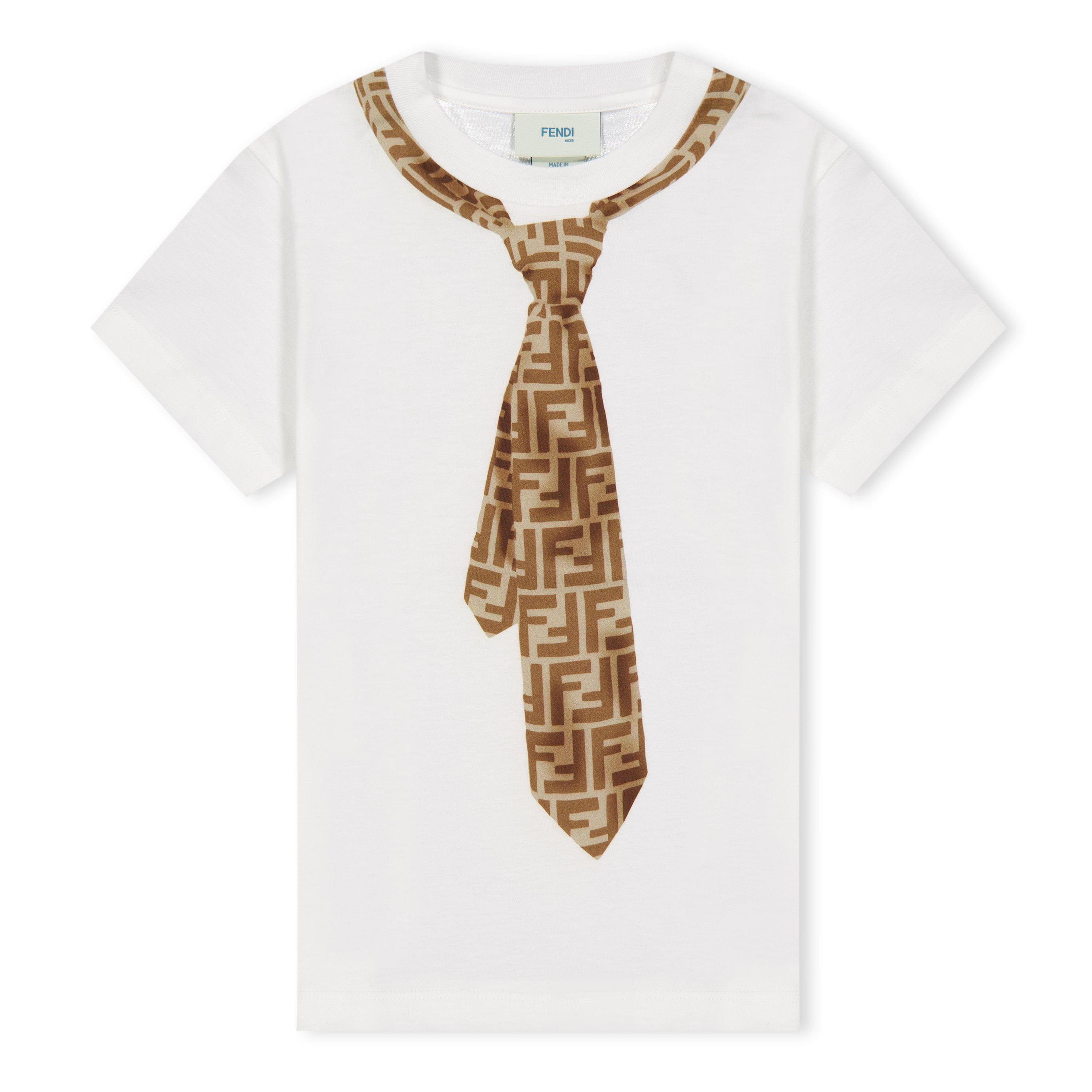 Fendi Ff Tie T-Shirt Juniors - Gesso F0TU9 - Size 4Y