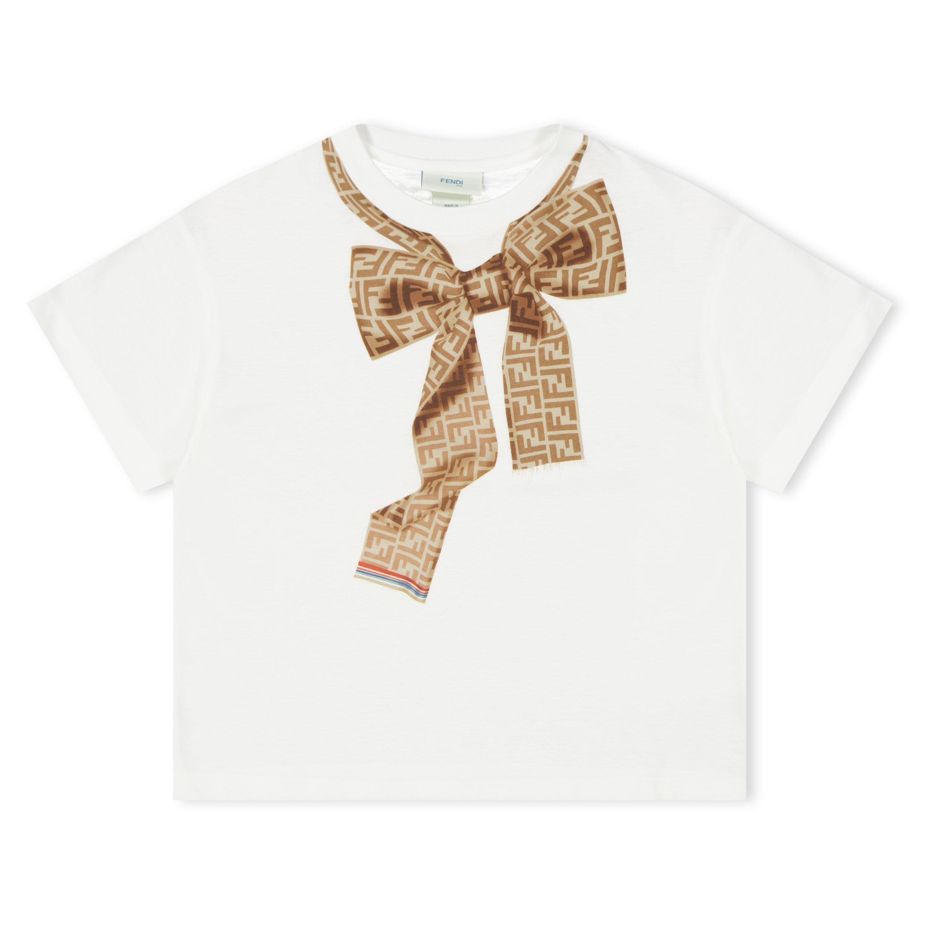 Fendi Ff Bow T-Shirt Juniors - Gesso F0TU9 - Size 10Y