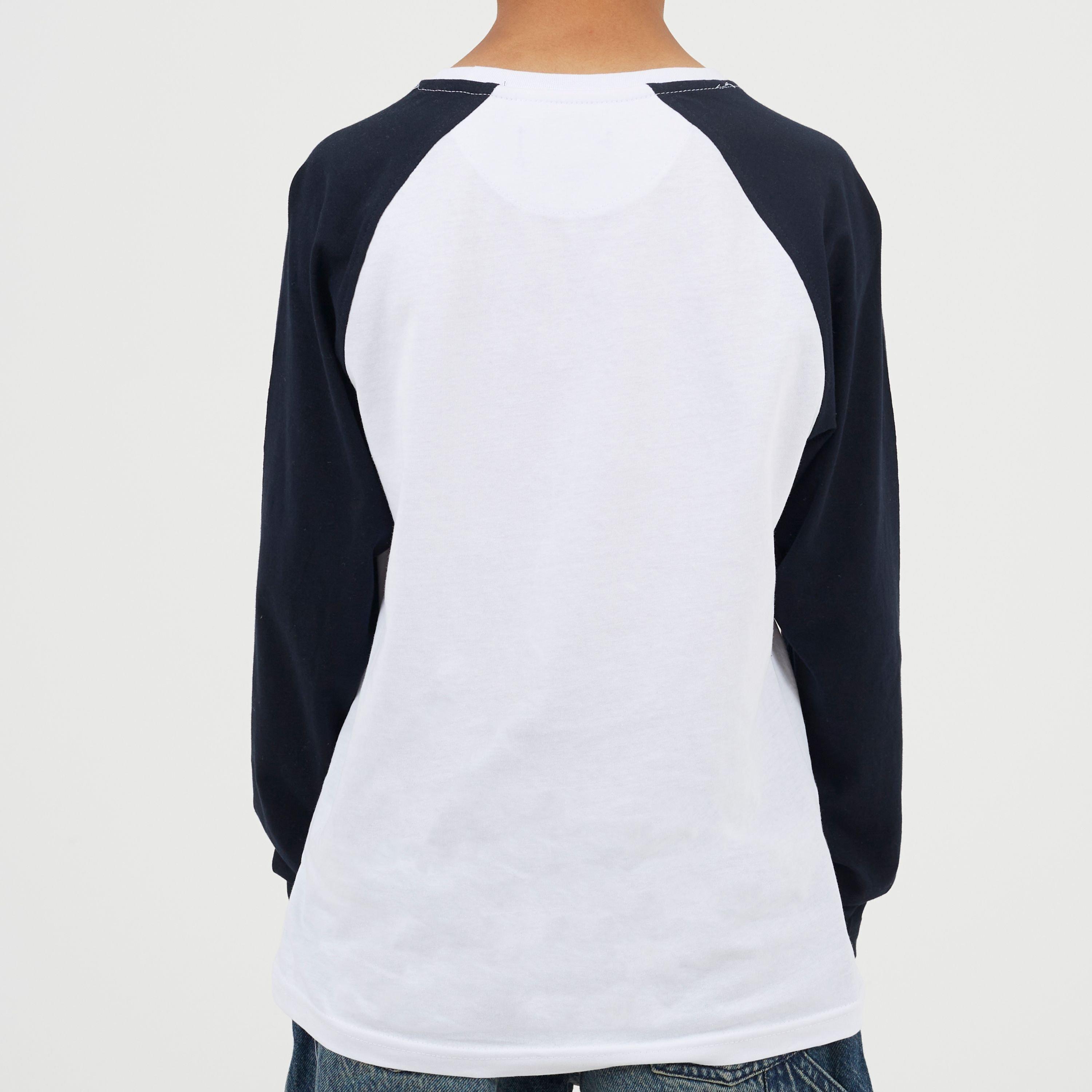 Blanco / Azul Marino - Brave Soul - Boys Long Sleeve Crew Neck Tee with Contrast Raglan Sleeves - 2