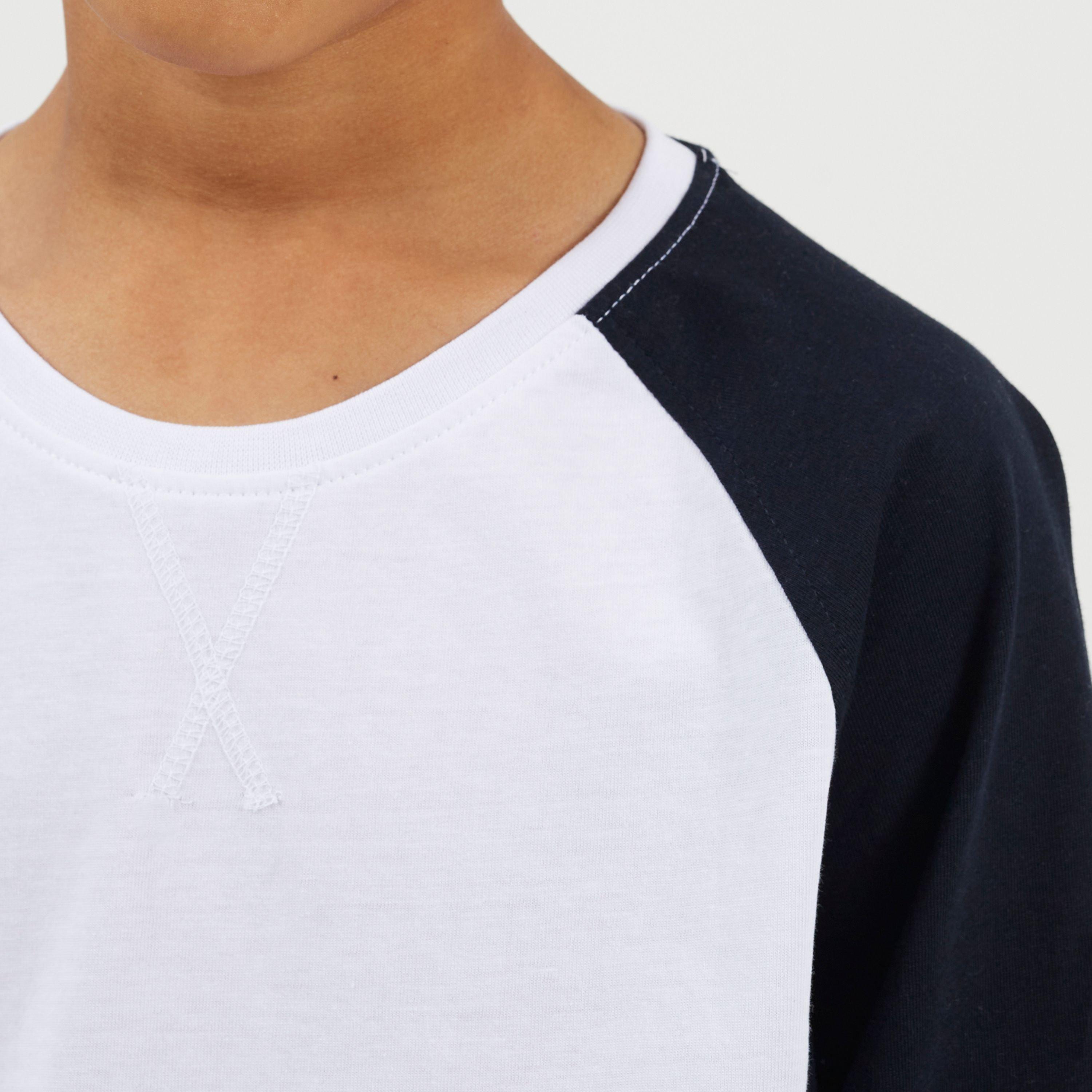 Blanco / Azul Marino - Brave Soul - Boys Long Sleeve Crew Neck Tee with Contrast Raglan Sleeves - 3