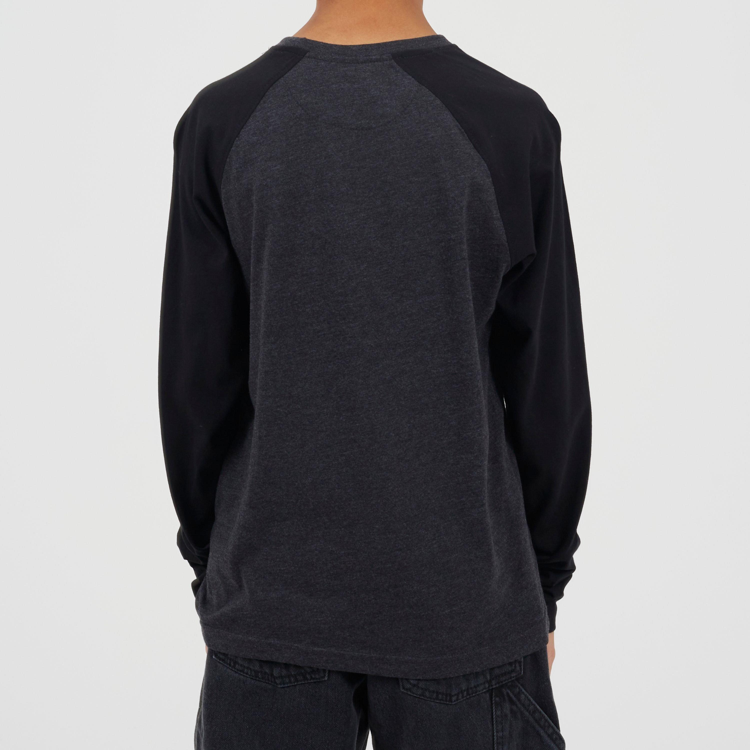 Dk Charcoal - Brave Soul - Boys Long Sleeve Crew Neck Tee with Contrast Raglan Sleeves - 2