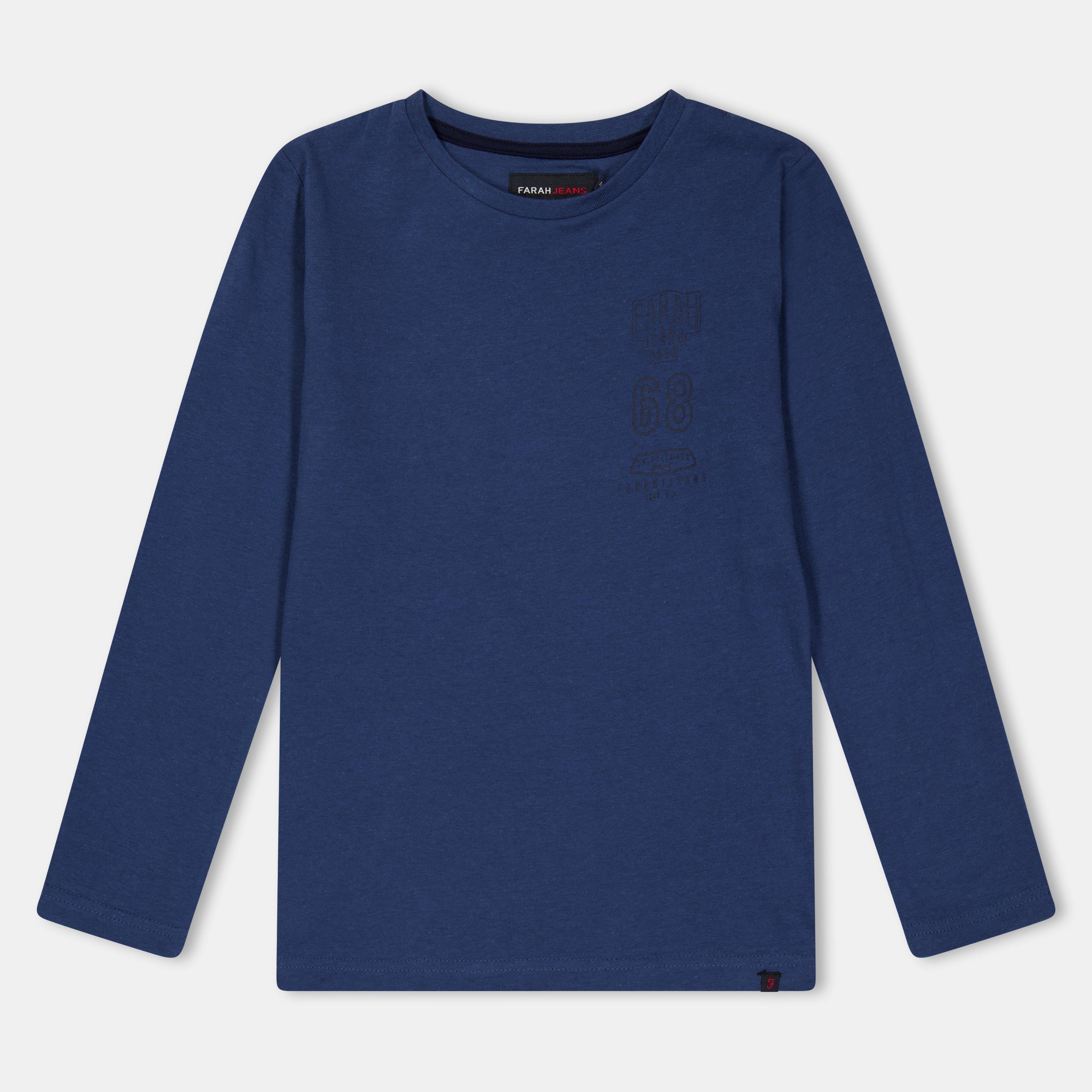 Blue - Farah - Unisex Kids' Stackd Print Long Sleeve T-Shirt - 1
