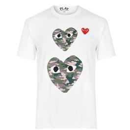 Comme des Garcons PLAY Camo Double Heart T Shirt