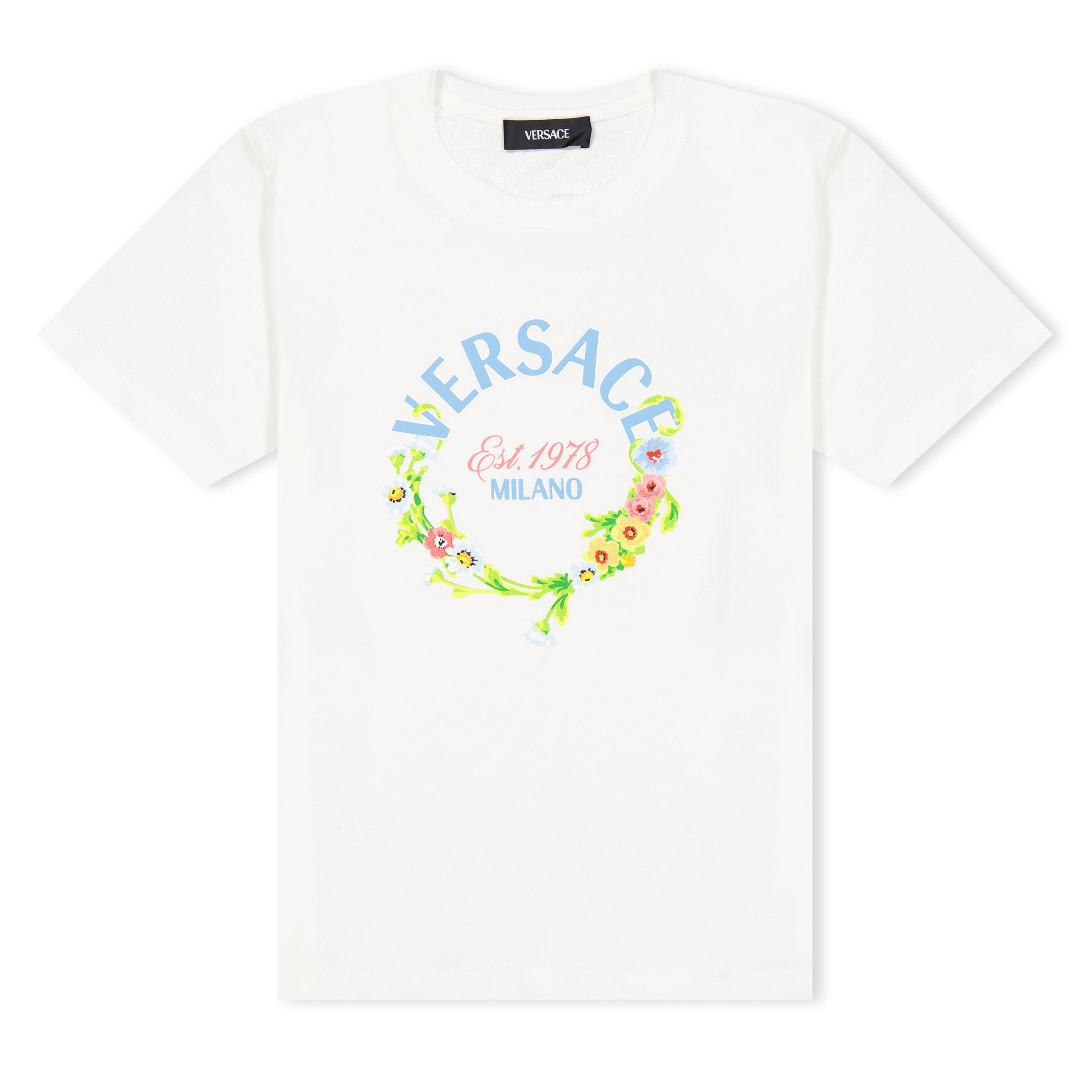 White 2W070 - Versace - Kids' Flower Logo Graphic T-Shirt - 1