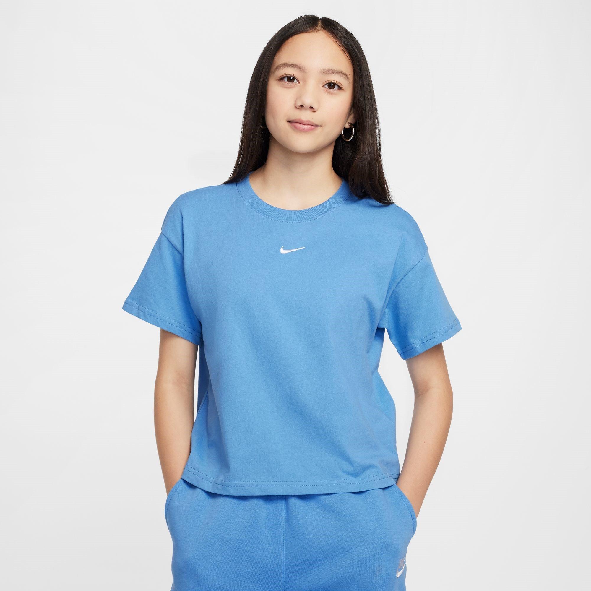 Nike Girls Sportswear Big Kids' (S') T-Shirt - Blue Beyond - 7-8 (S)