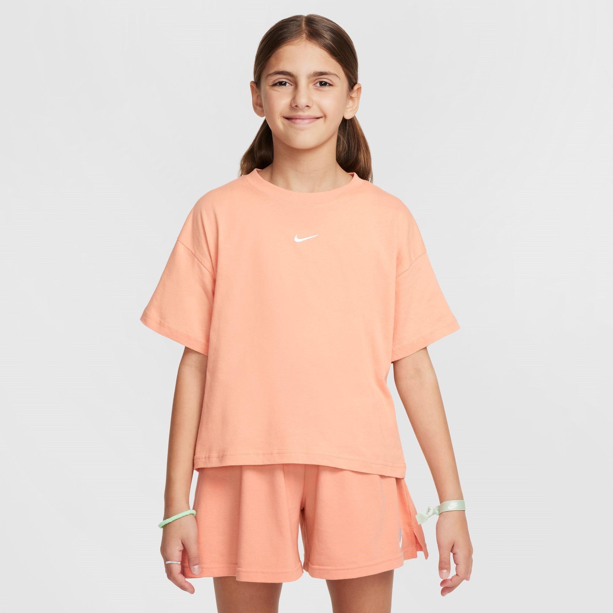 Nike Girls Sportswear Big Kids' (S') T-Shirt - Apricot Agate - 11-12 (L)