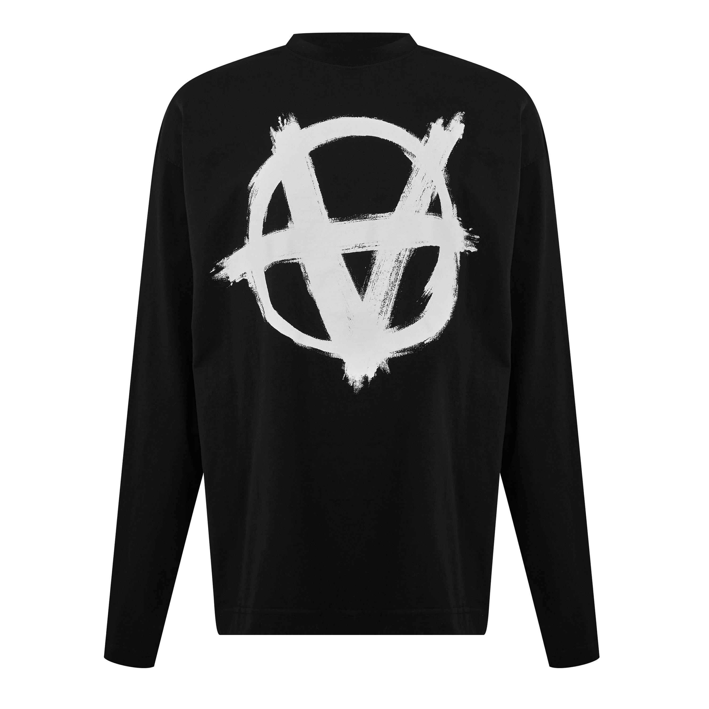 Blk/Wht - VETEMENTS - Double Anarchy Long Sleeve T-Shirt - 5