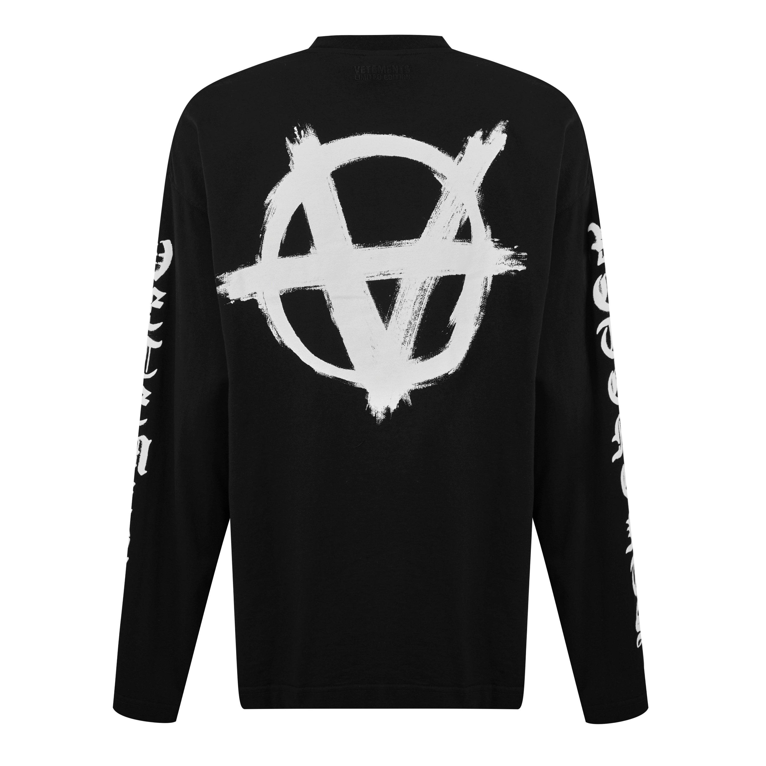 Blk/Wht - VETEMENTS - Double Anarchy Long Sleeve T-Shirt - 6