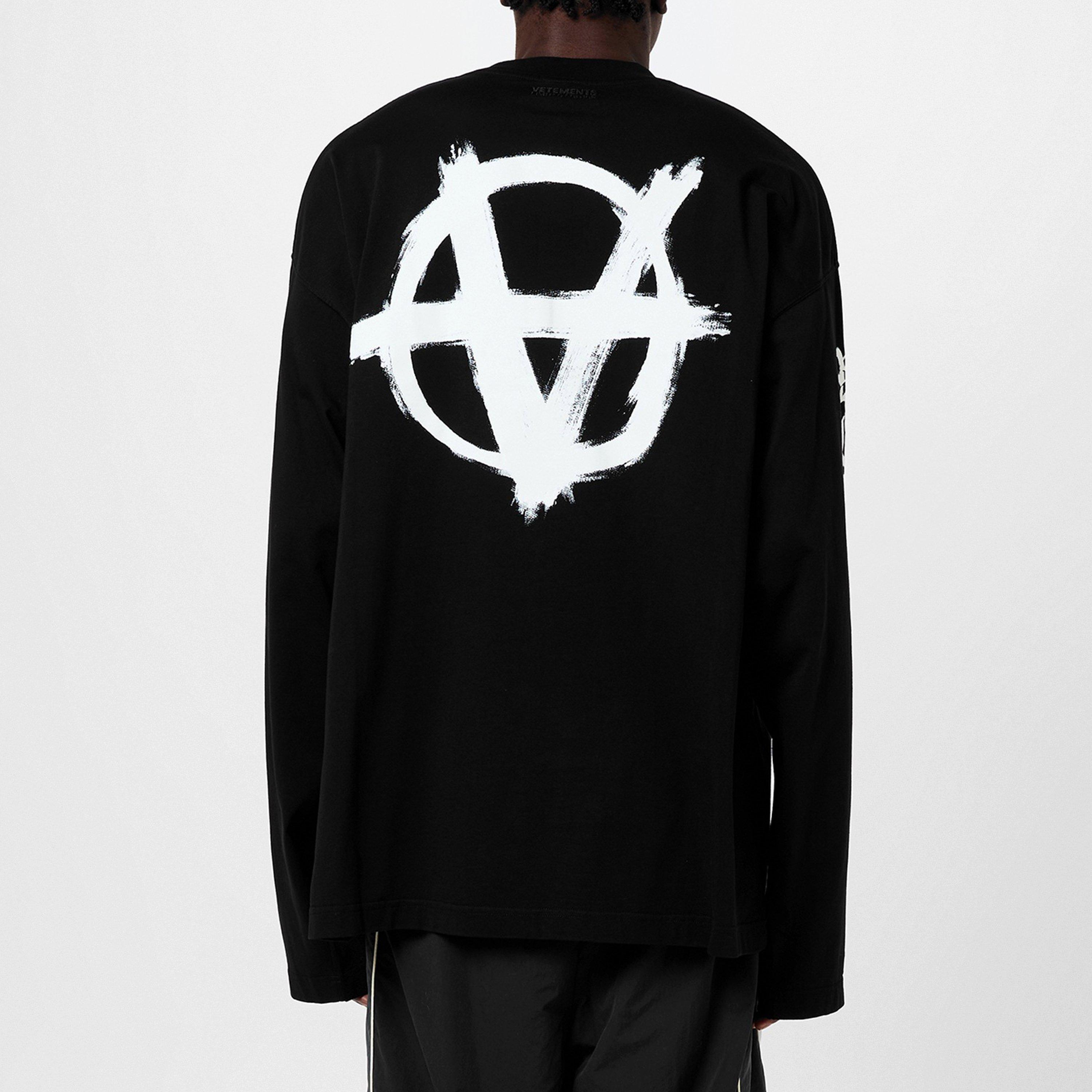 Blk/Wht - VETEMENTS - Double Anarchy Long Sleeve T-Shirt - 3