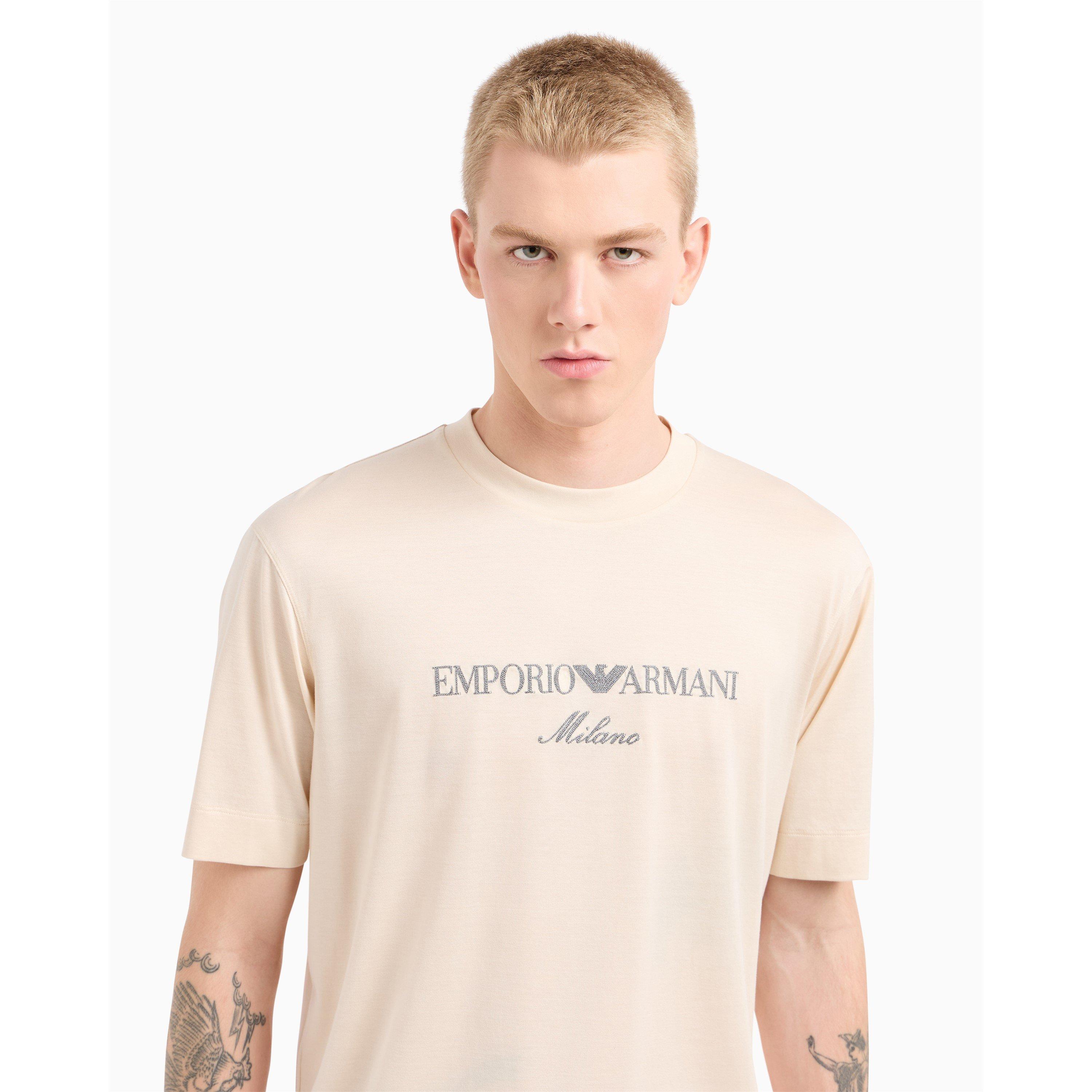 Ecru Dis 1 Emb - Emporio Armani - Men's Regular Fit T-Shirt - 4