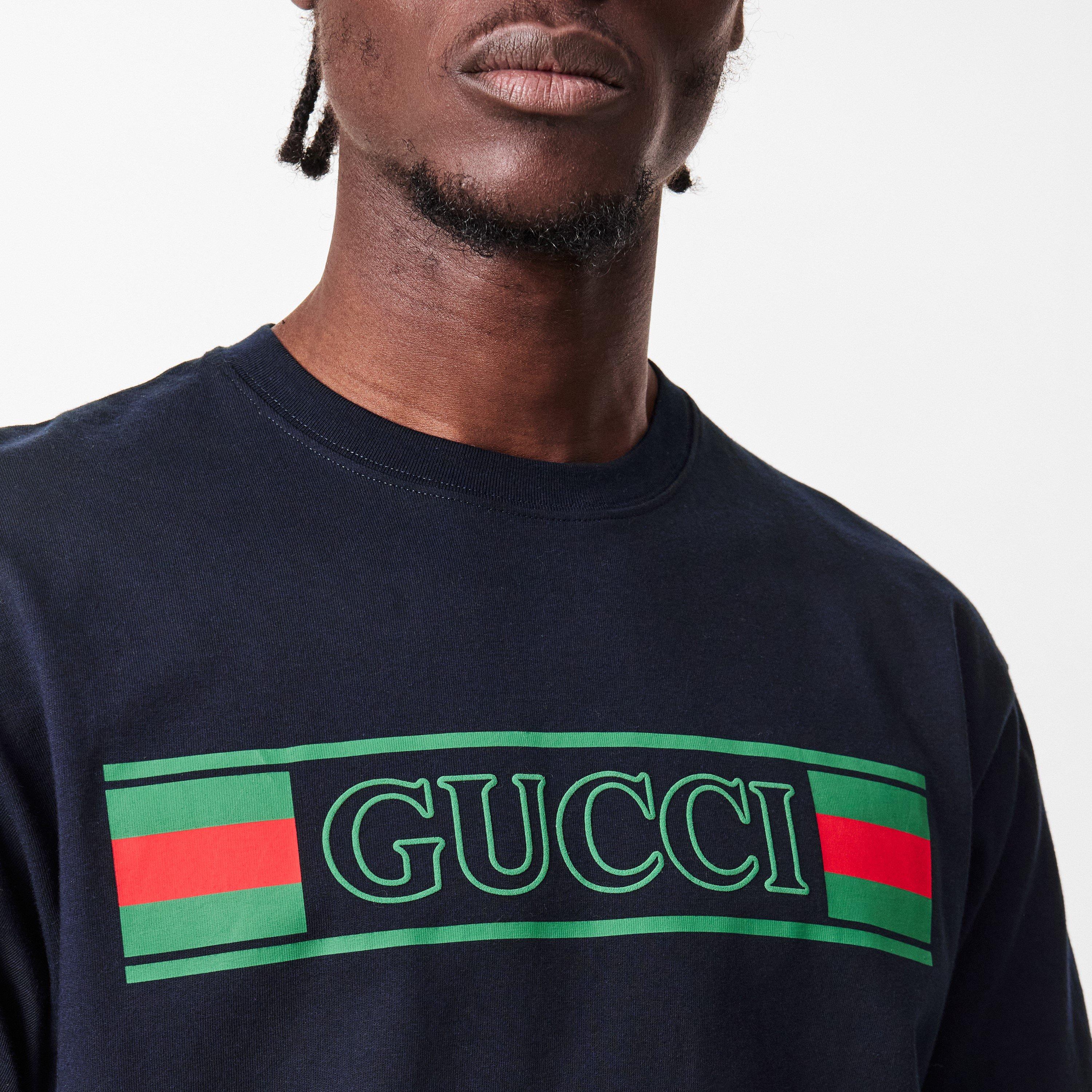 【送料&関税込】Gucci Logo T-shirt Gucci Logo Washed Print T-shirt Black Men's - US